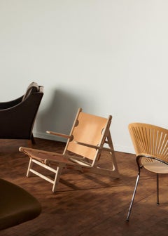 The Hunting Chair in Soap Oak/Natural Leather by Børge Mogensen for Fredericia