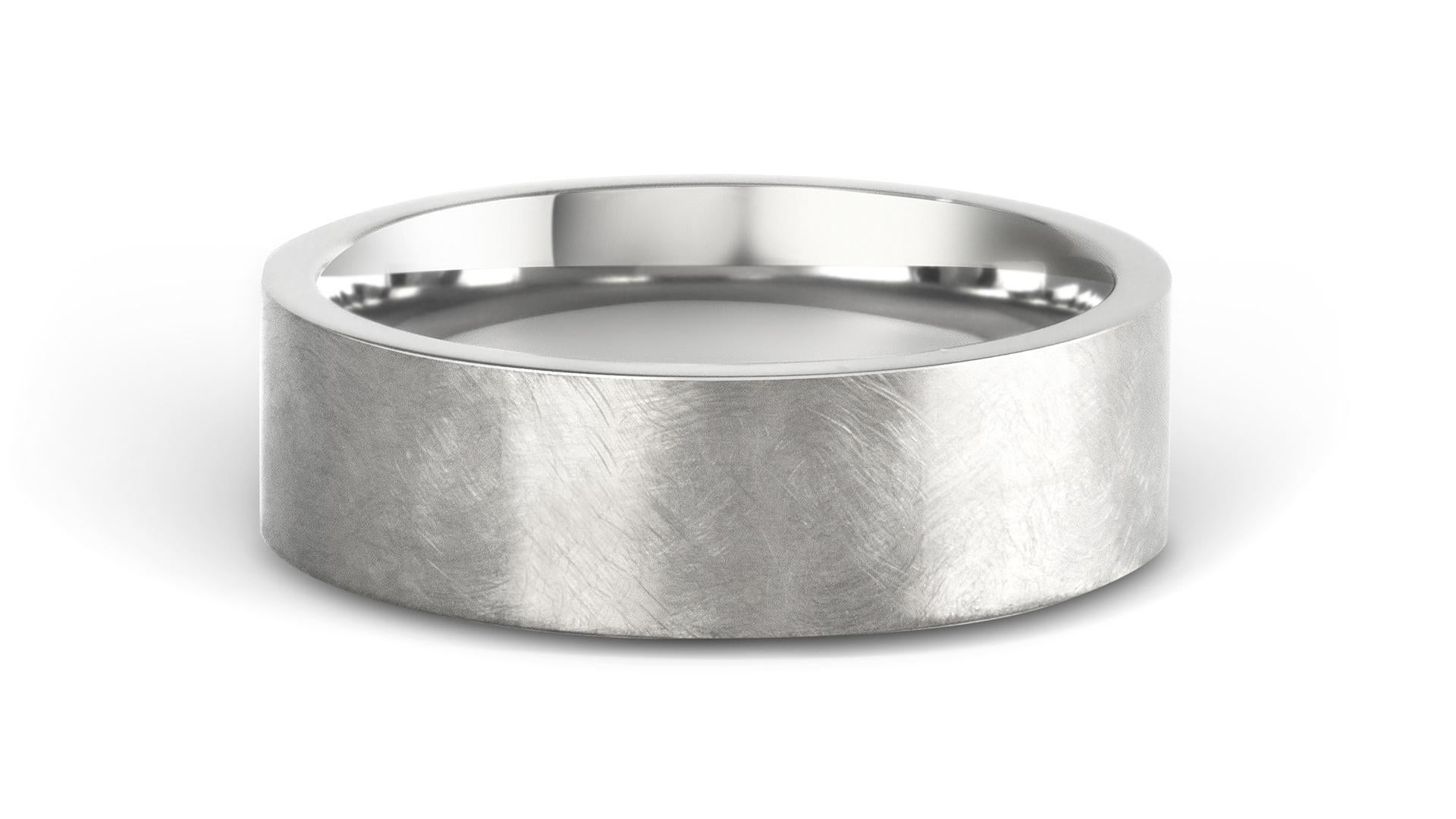 For Sale:  Huxley : Hand Etched Brushed Flat Titanium Comfort Fit Wedding Band 3