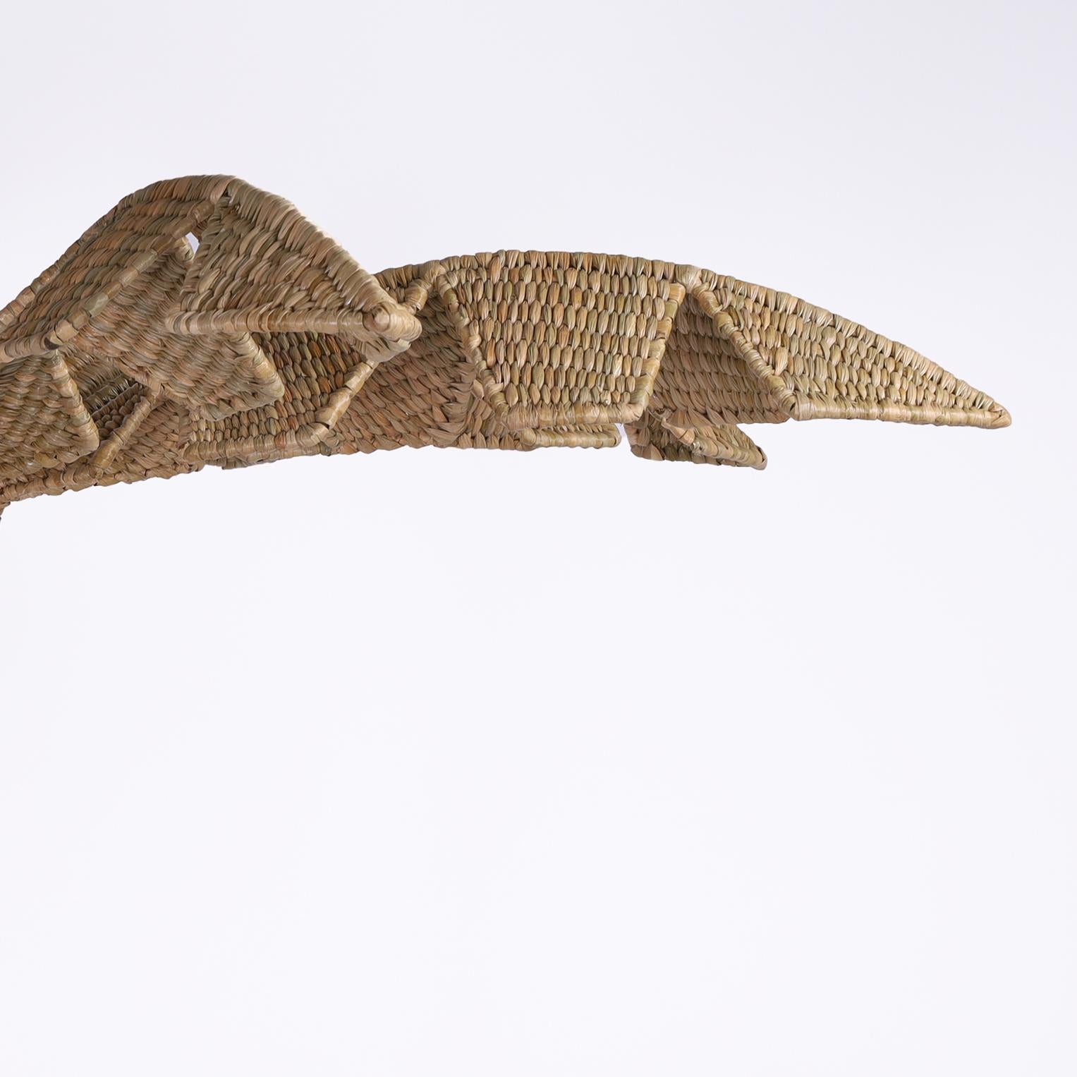 Mid-Century Modern The Ibiza Large Wicker Palm Leaf Chandelier from the FS Flores Collection