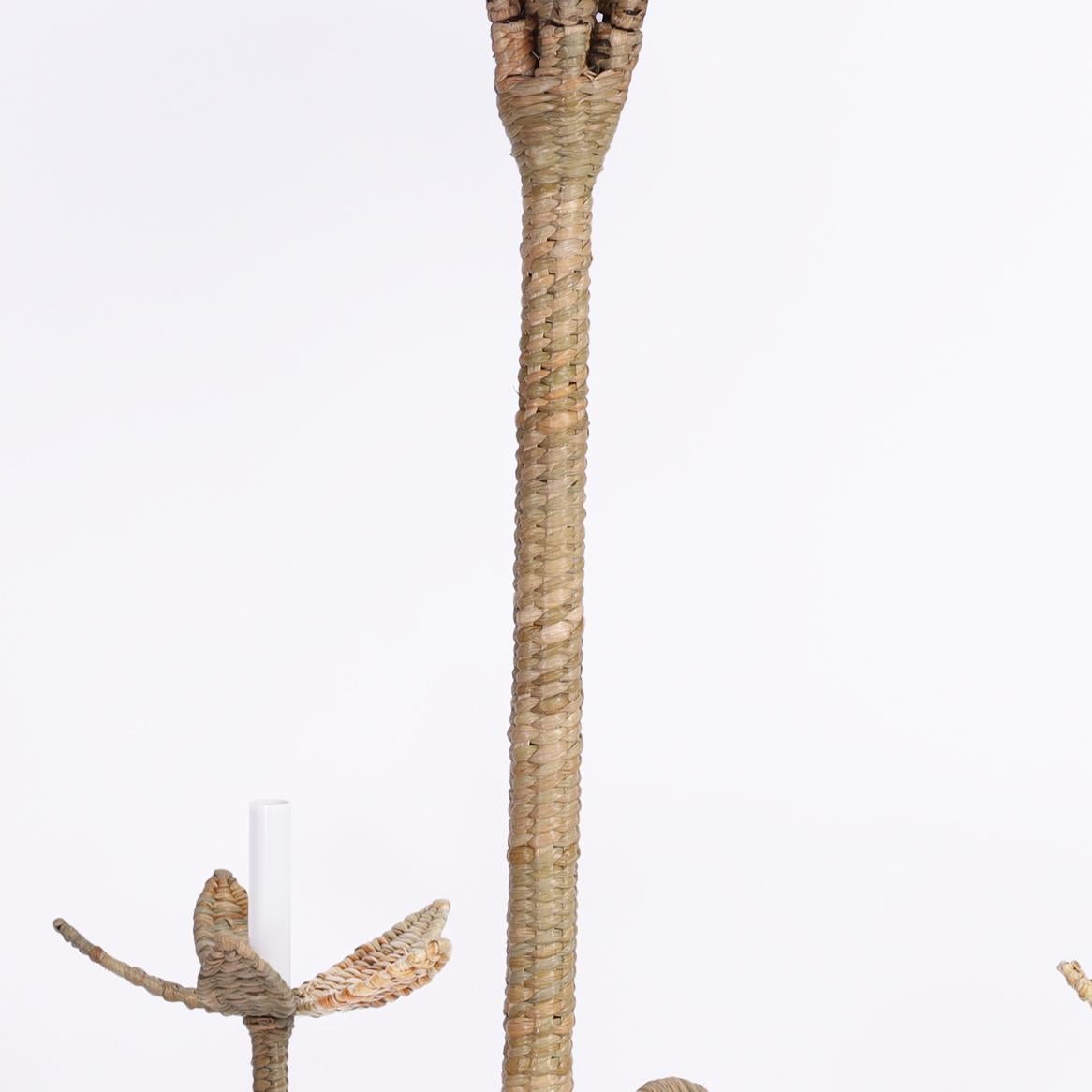 Mexican The Ibiza Large Wicker Palm Leaf Chandelier from the FS Flores Collection