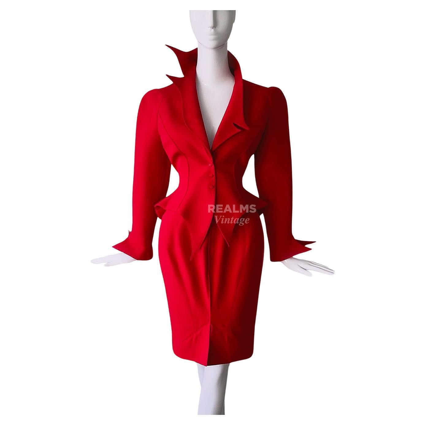 The Iconic red Thierry Mugler LES INFERNALES Suit 1988/89 For Sale