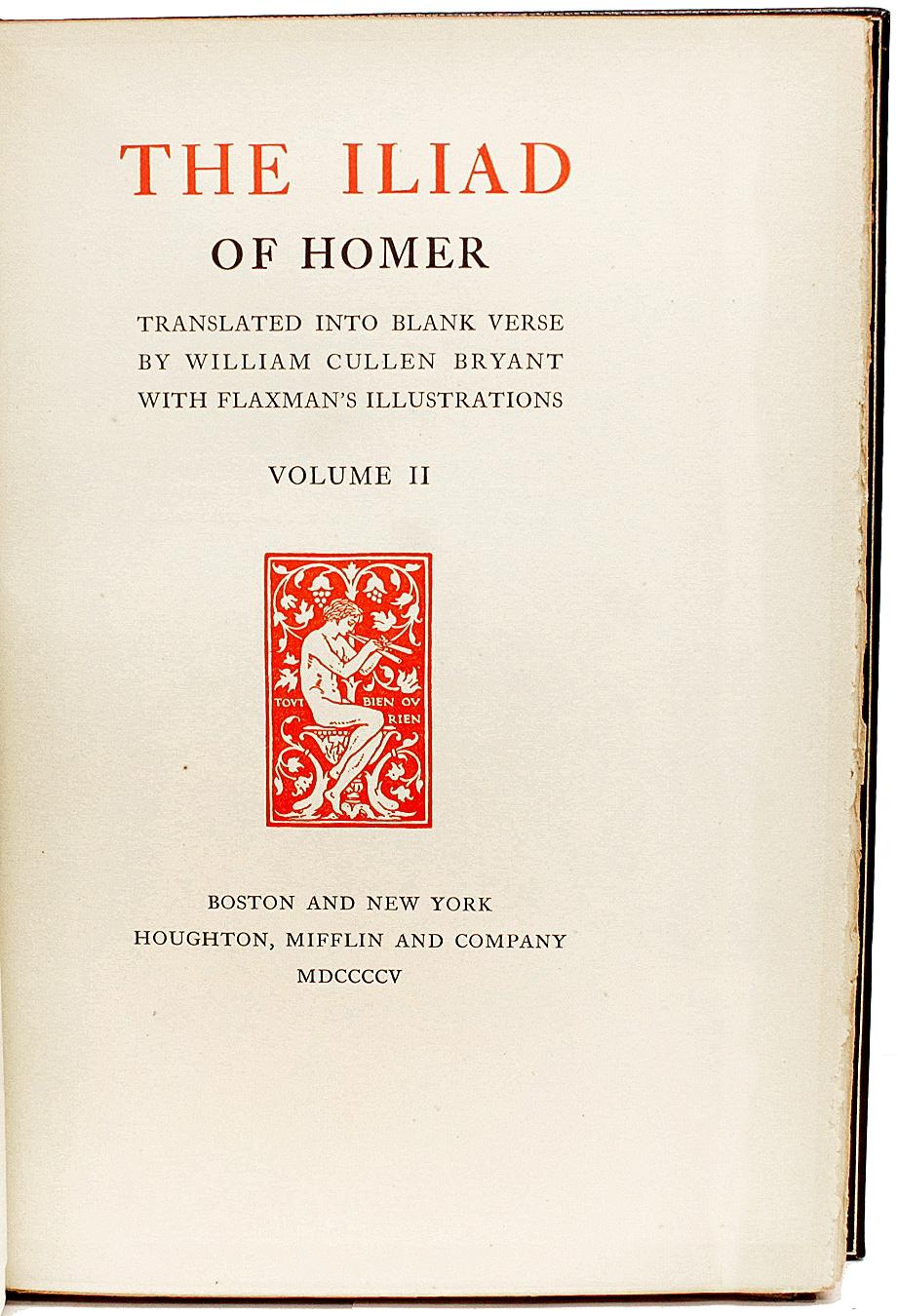 Iliad & the Odyssey of Homer. 8 Vols. Large Paper Edition 1905 Leather Bound In Good Condition For Sale In Hillsborough, NJ