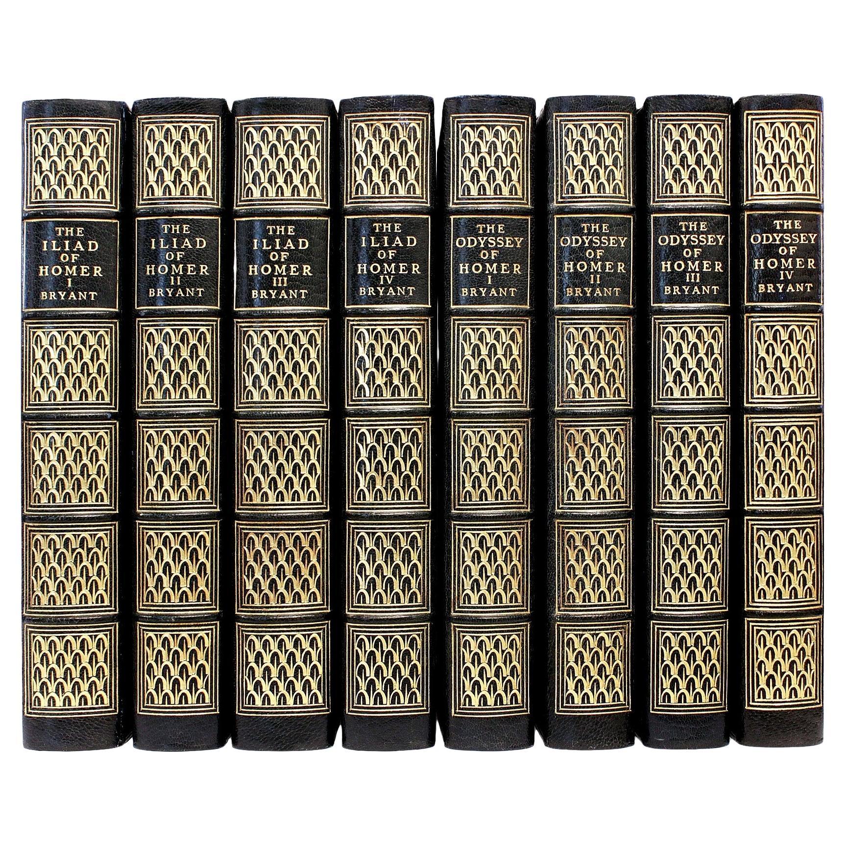 L'Iliade et l'Odyssée d'Homère. 8 volumes. GRANDE ÉDITION PAPIER 1905 RELIÉE CUIR