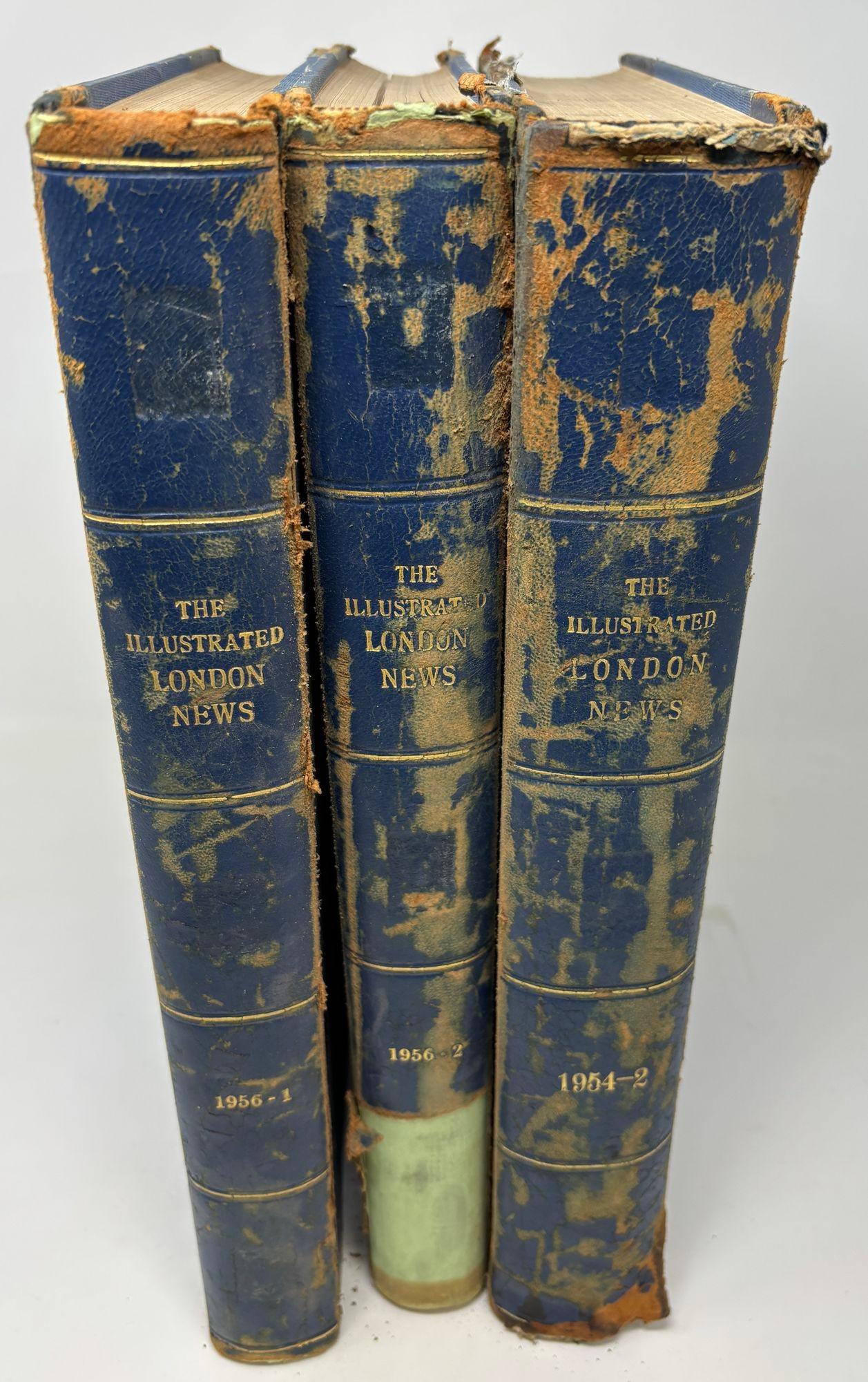 The ILLUSTRATED LONDON NEWS 1954 Vol 2 and 1956 Vol 1 Vol 2 Set of 3 Books In Fair Condition For Sale In North Hollywood, CA