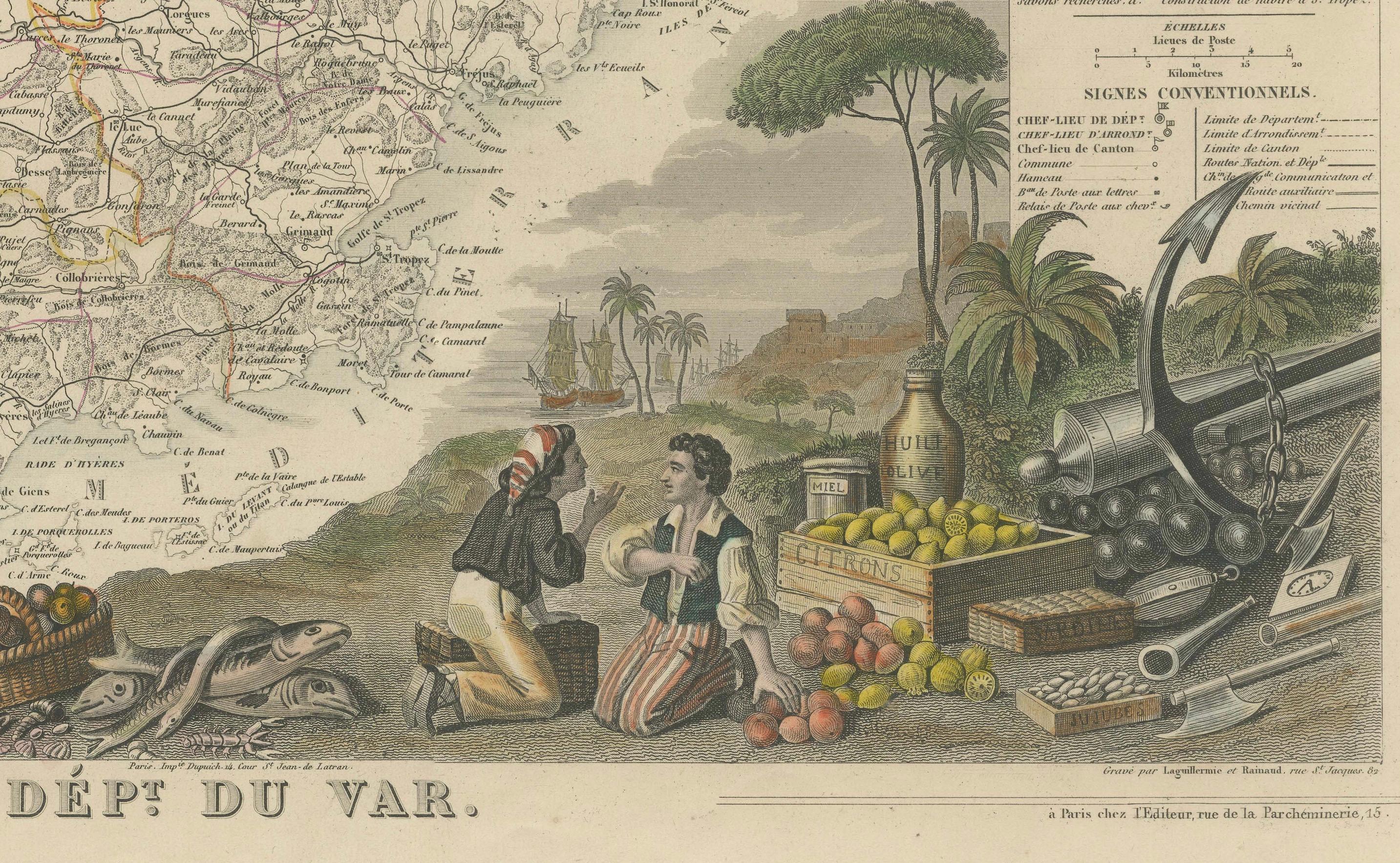The Illustrated Map of the Var Department from the Atlas National Illustré, 1856 For Sale 2