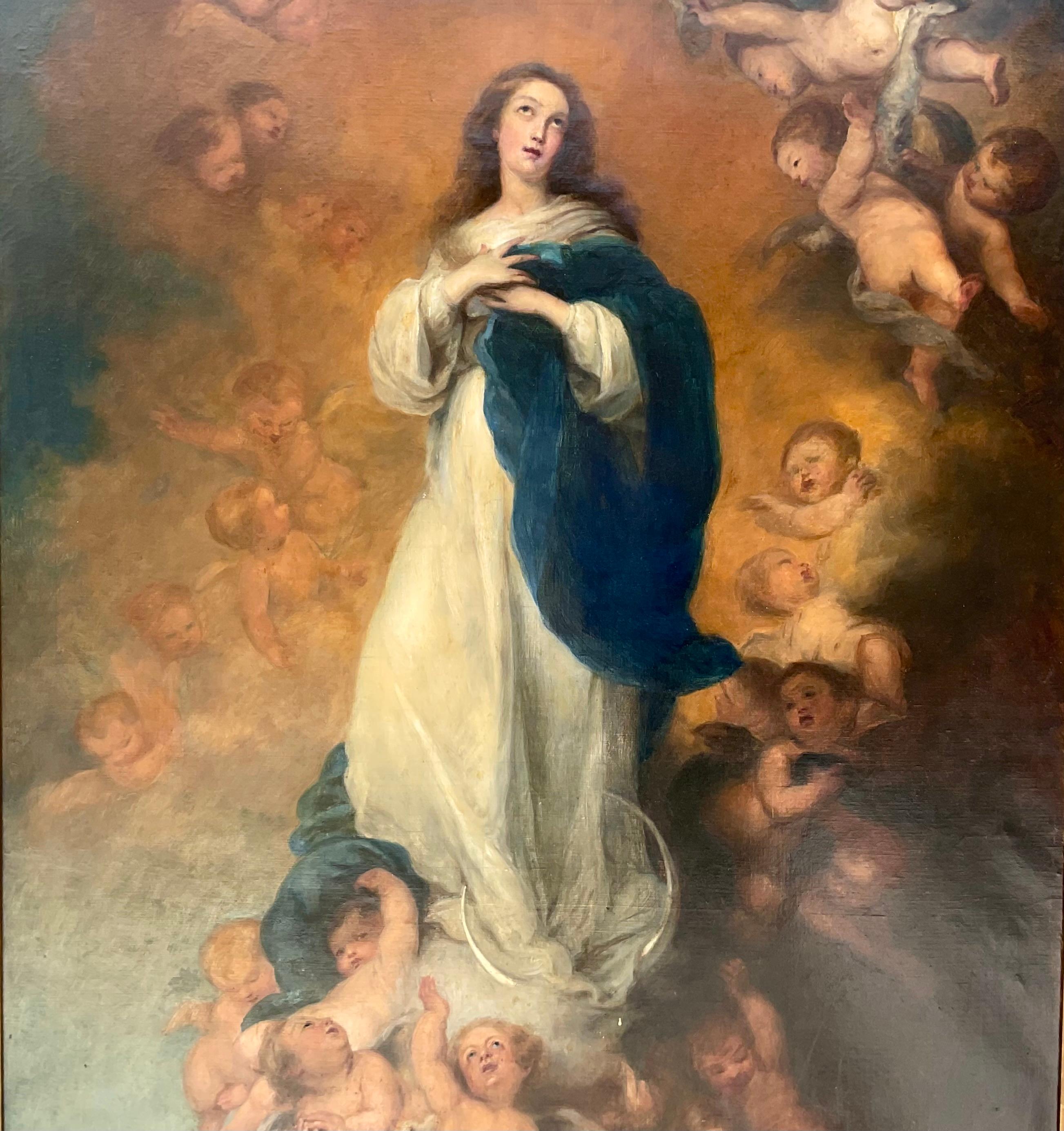 Painted The Immaculate Conception Painting After Bartolome Esteban Murillo For Sale