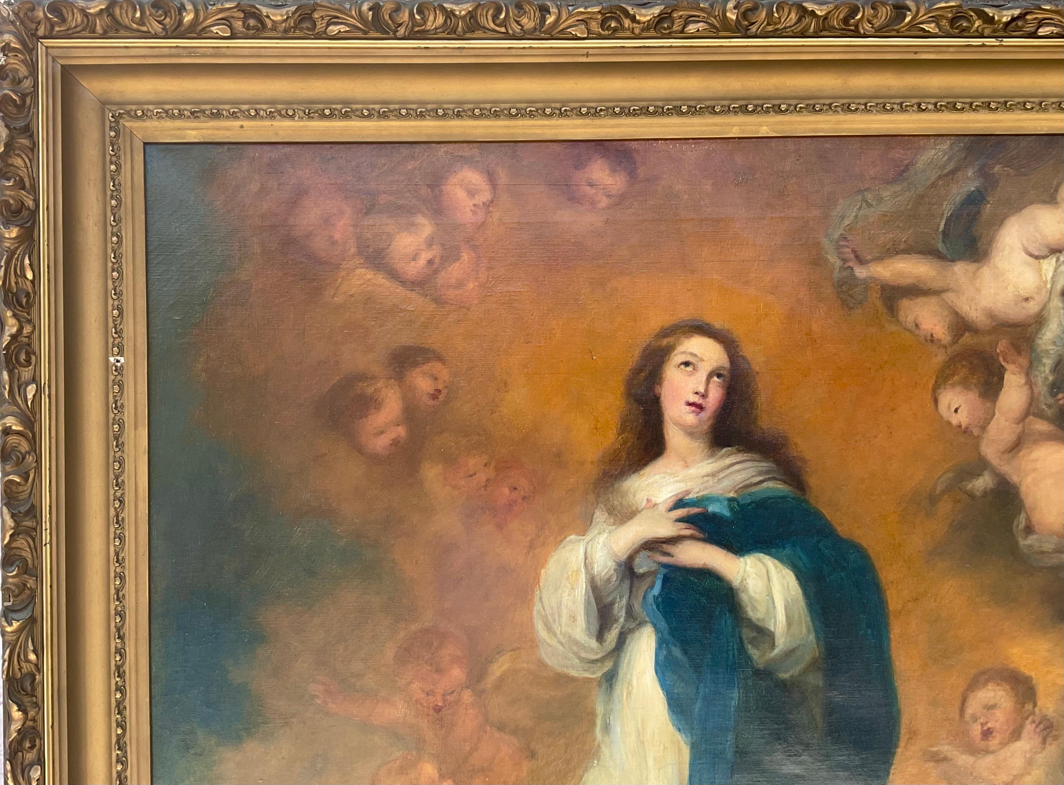 The Immaculate Conception Painting After Bartolome Esteban Murillo In Good Condition For Sale In Bradenton, FL