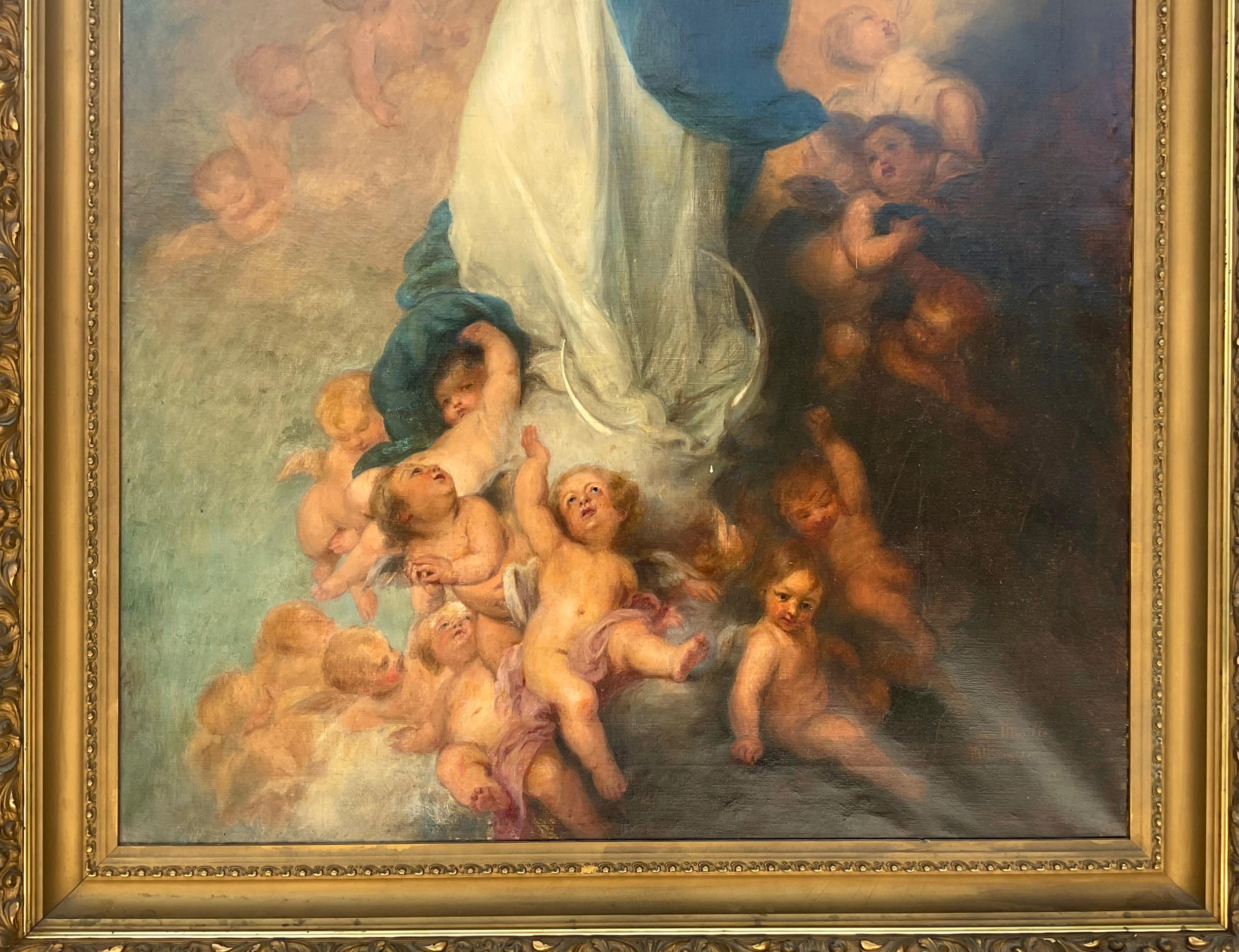 19th Century The Immaculate Conception Painting After Bartolome Esteban Murillo For Sale