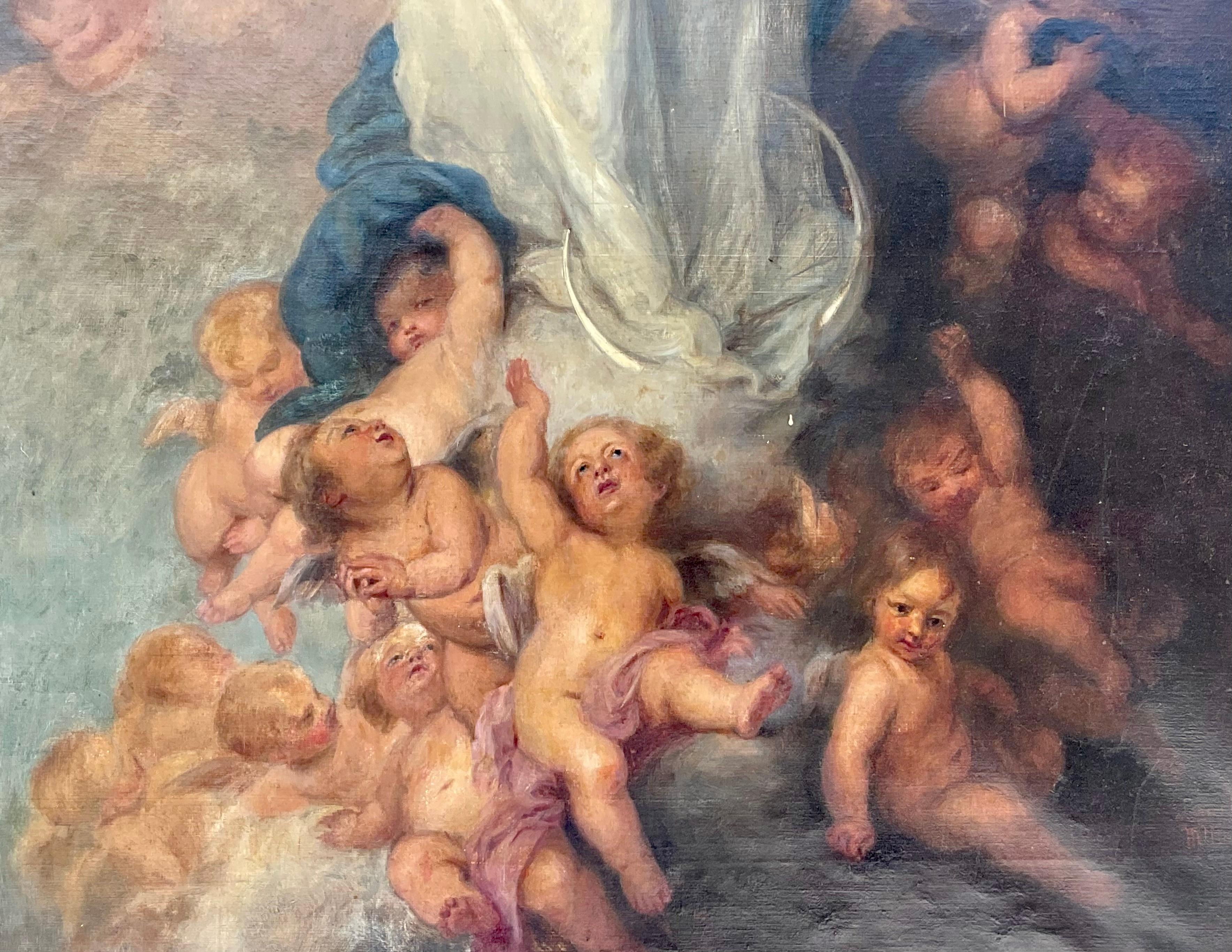 Canvas The Immaculate Conception Painting After Bartolome Esteban Murillo For Sale
