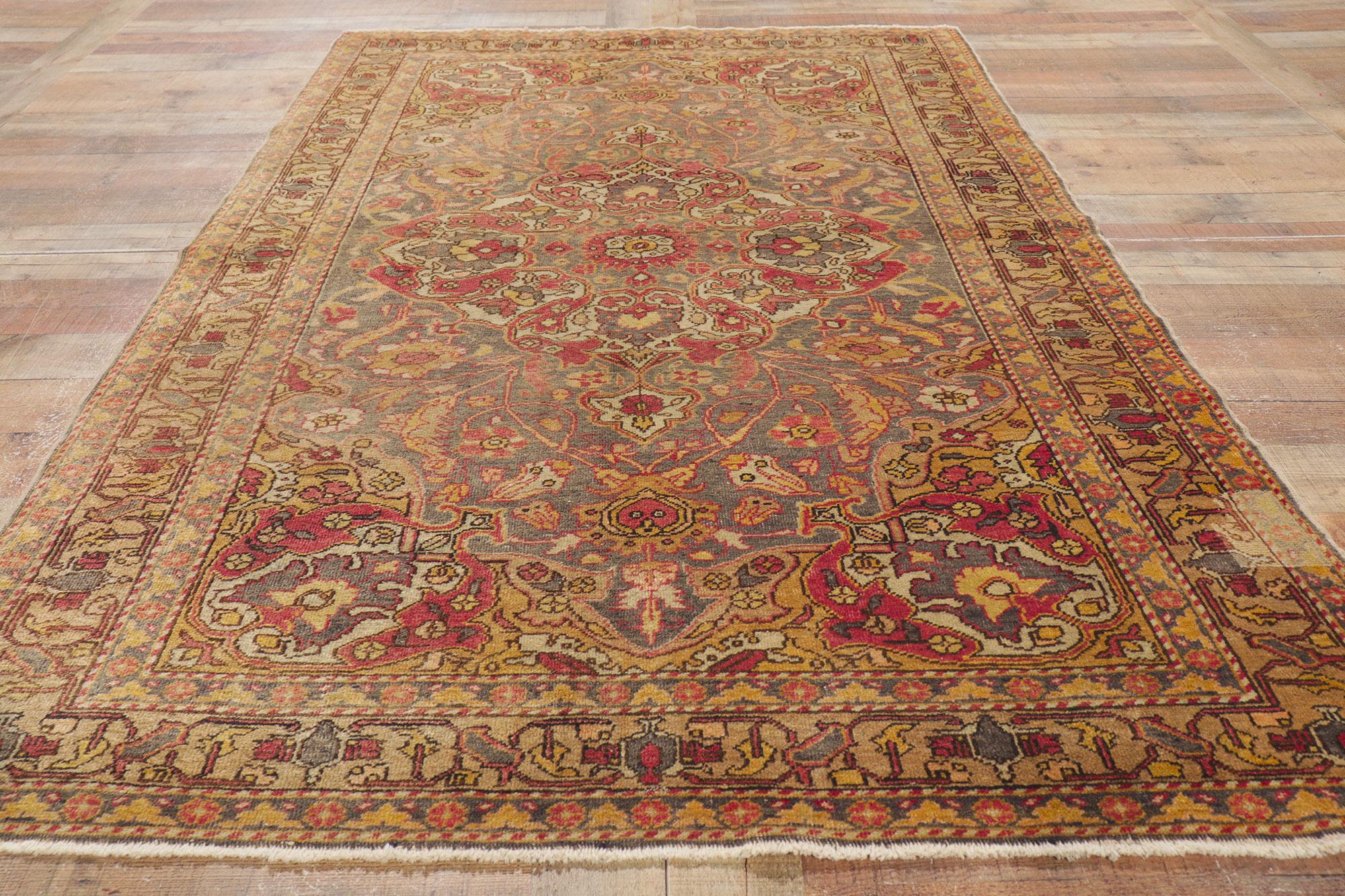 Türkischer Sivas-Teppich im Vintage-Stil mit rustikaler Hütte im Arts & Crafts-Stil im Angebot 4