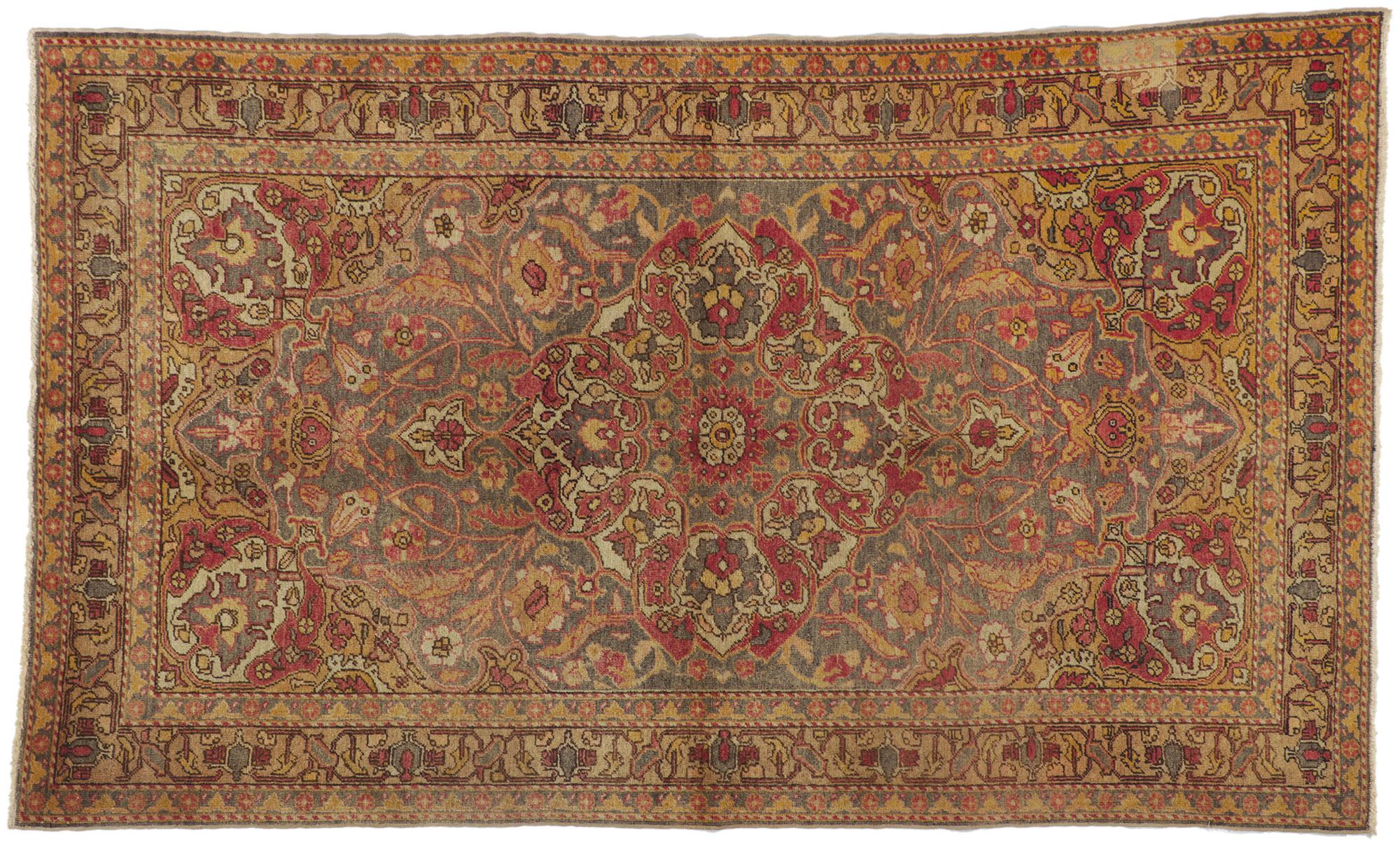 Türkischer Sivas-Teppich im Vintage-Stil mit rustikaler Hütte im Arts & Crafts-Stil (20. Jahrhundert) im Angebot