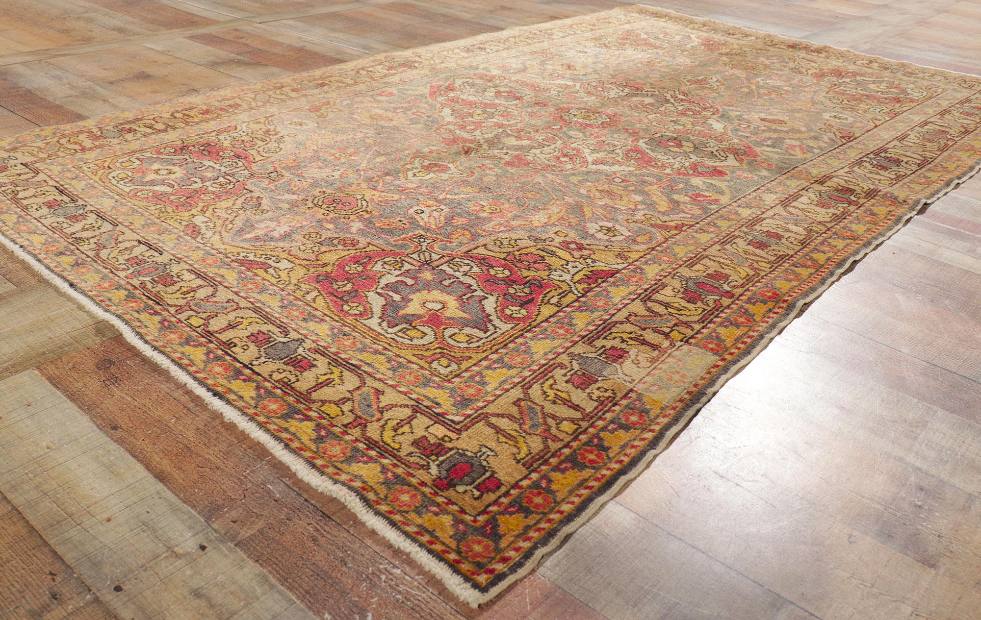 Türkischer Sivas-Teppich im Vintage-Stil mit rustikaler Hütte im Arts & Crafts-Stil im Angebot 2