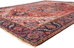 The Imperial Citadel: A Vintage Persian Heriz Masterpiece of Regal Splendor