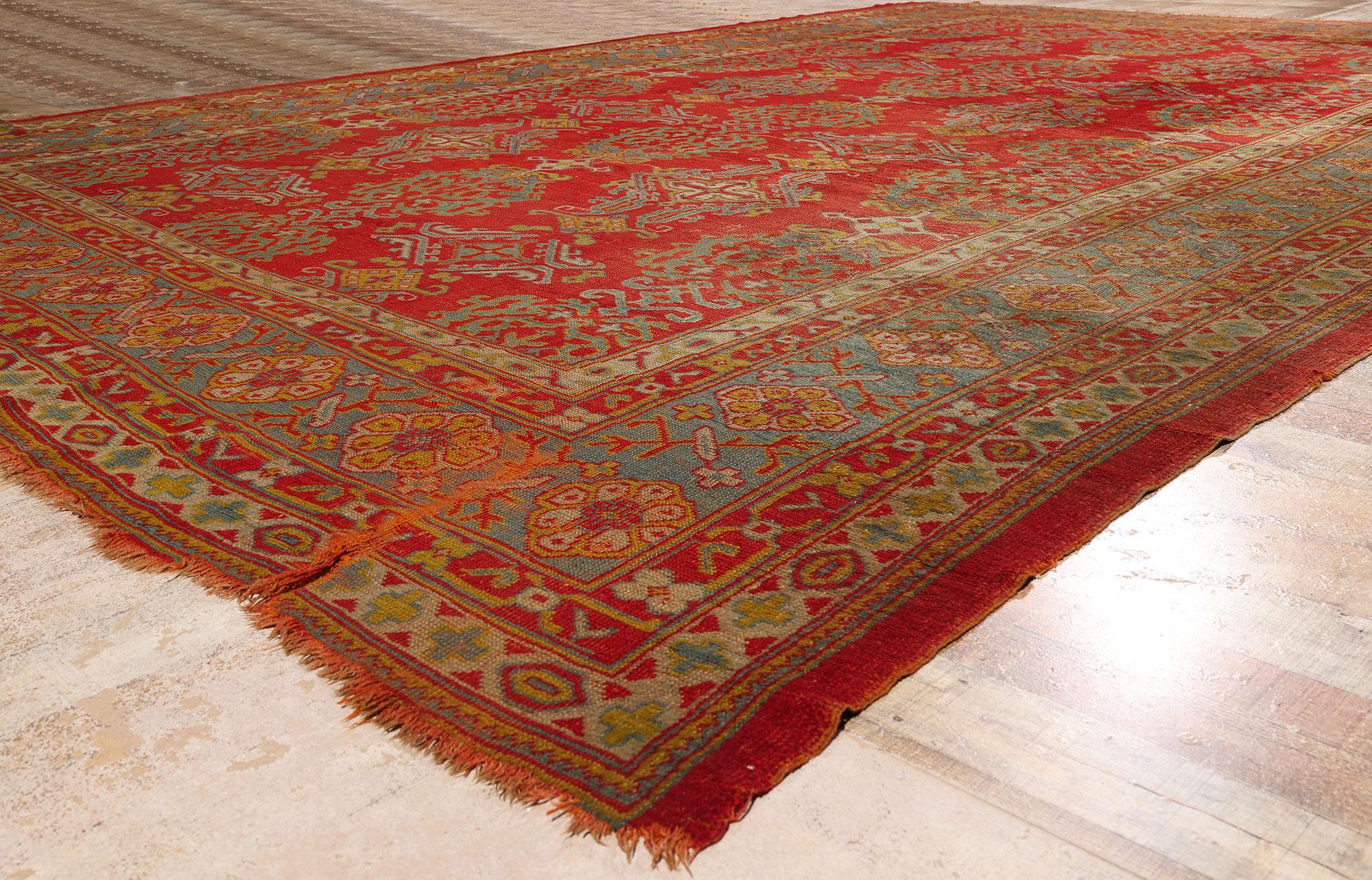 La cour impériale pourpre : Un chef-d'œuvre de noblesse oushak de la fin du XIXe siècle en vente 1