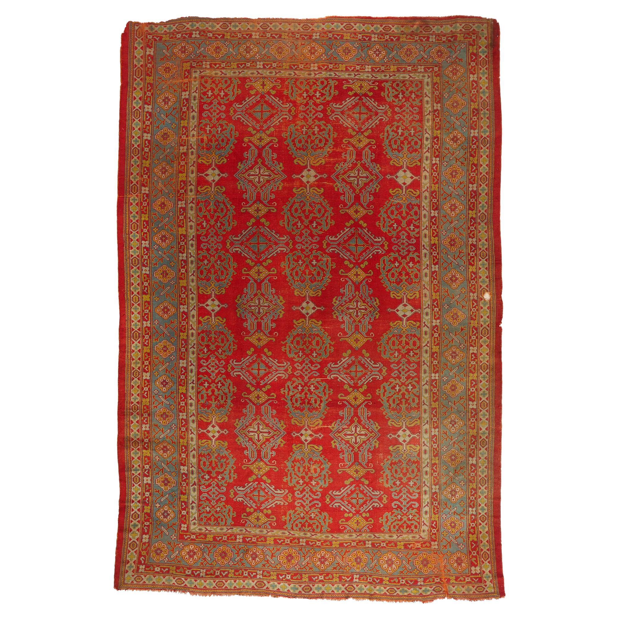 The Imperial Crimson Court: A Late-19th-Century Oushak Masterpiece of Nobility