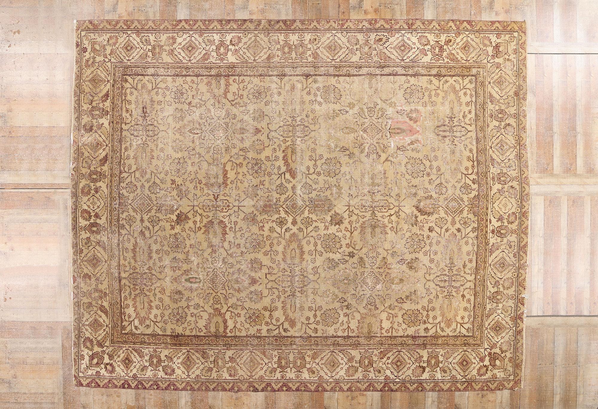 Alfombra antigua india de Agra de finales del siglo XIX, de estilo tradicional en venta 8