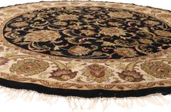 The Imperial Garden: A Round Indian Tabriz Masterpiece of Botanical Elegance