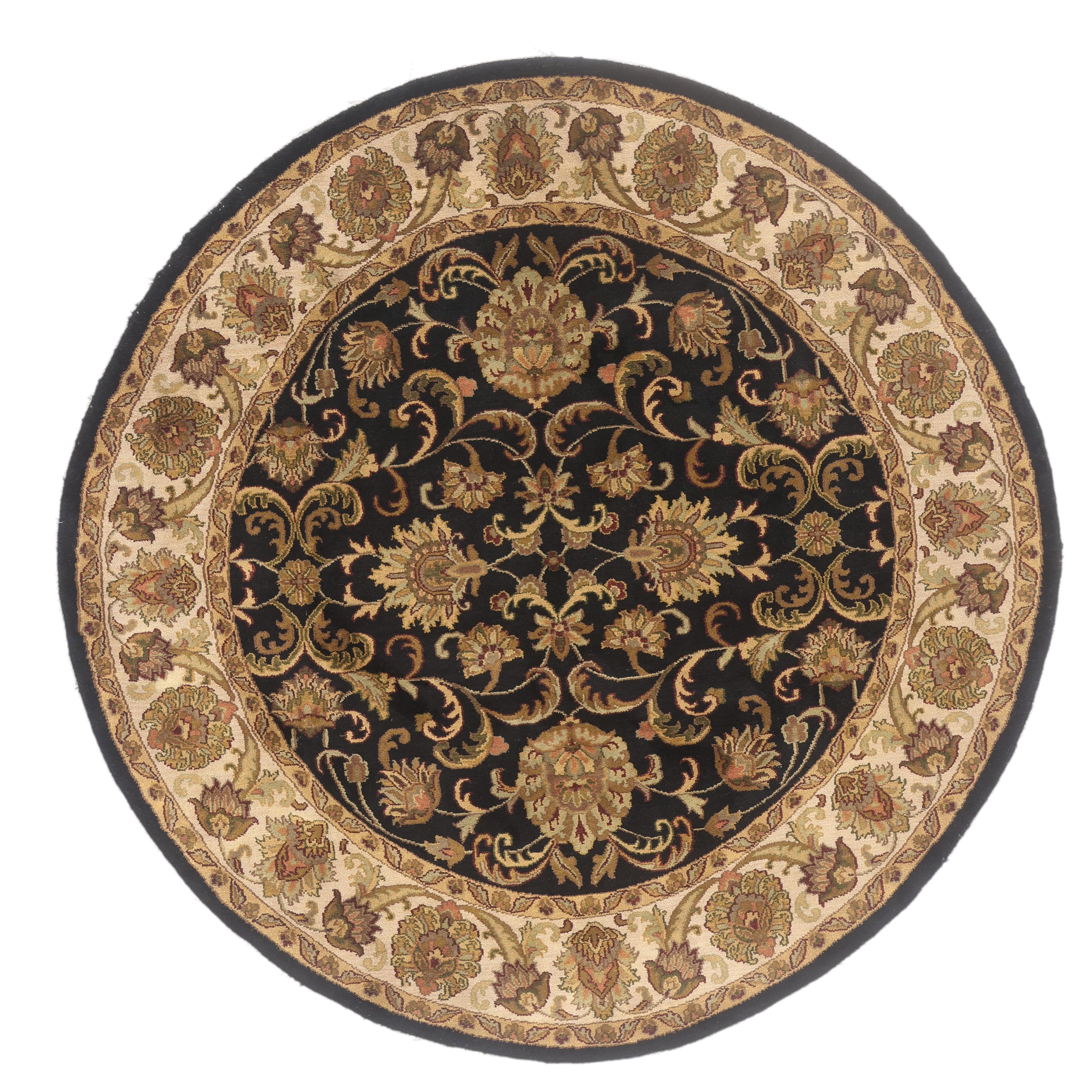 The Imperial Garden: A Round Indian Tabriz Masterpiece of Botanical Elegance