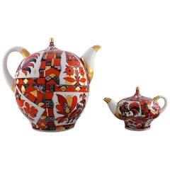Imperial Lomonosov Porcelain Factory, Soviet Union, a Pair of Teapots
