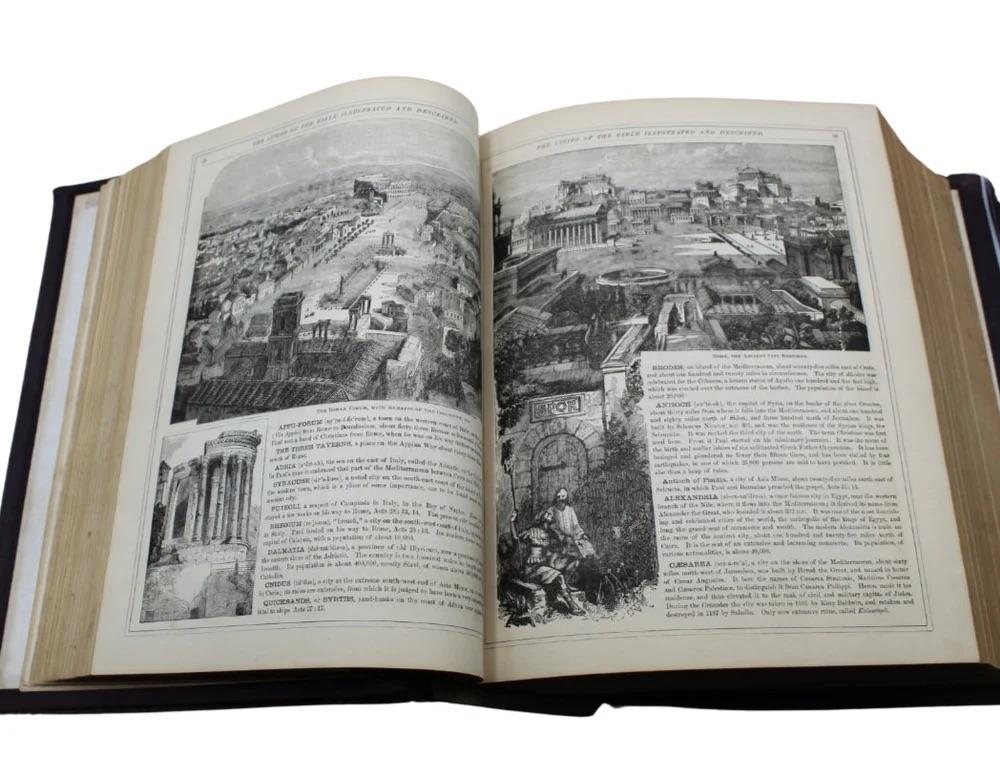 Late 19th Century The Improved Domestic Bible, by Reverend Nevin, Illustrated, Circa 1880