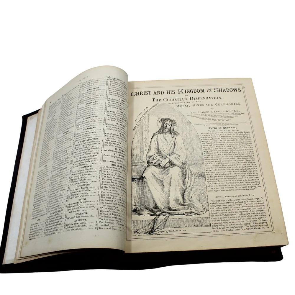 Leather The Improved Domestic Bible, by Reverend Nevin, Illustrated, Circa 1880