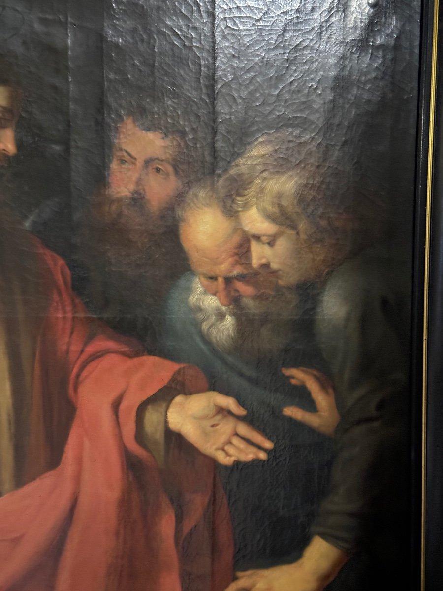 „Die Unerschrockenheit des Heiligen Thomas Öl auf Leinwand nach Rubens' Triptychon, um 18 (Louis XIII.) im Angebot