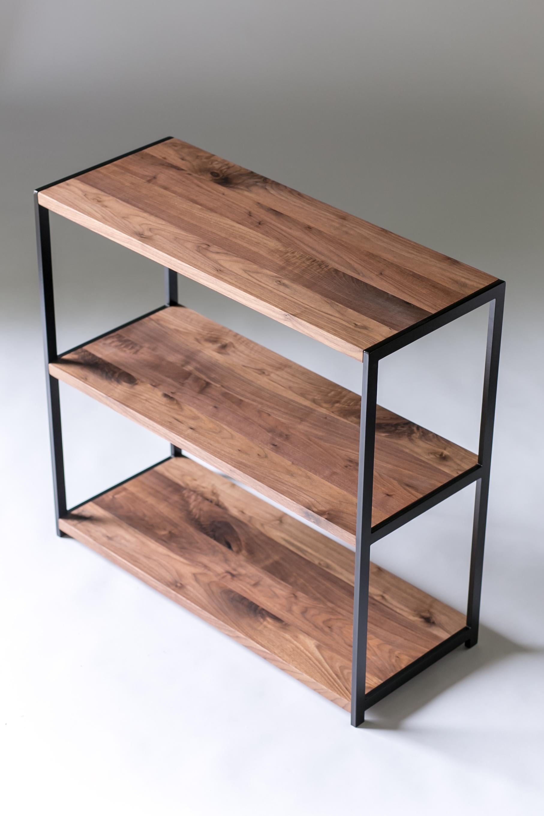 Contemporary The Index, Modern Walnut and Powder Coated Steel Bookshelf For Sale
