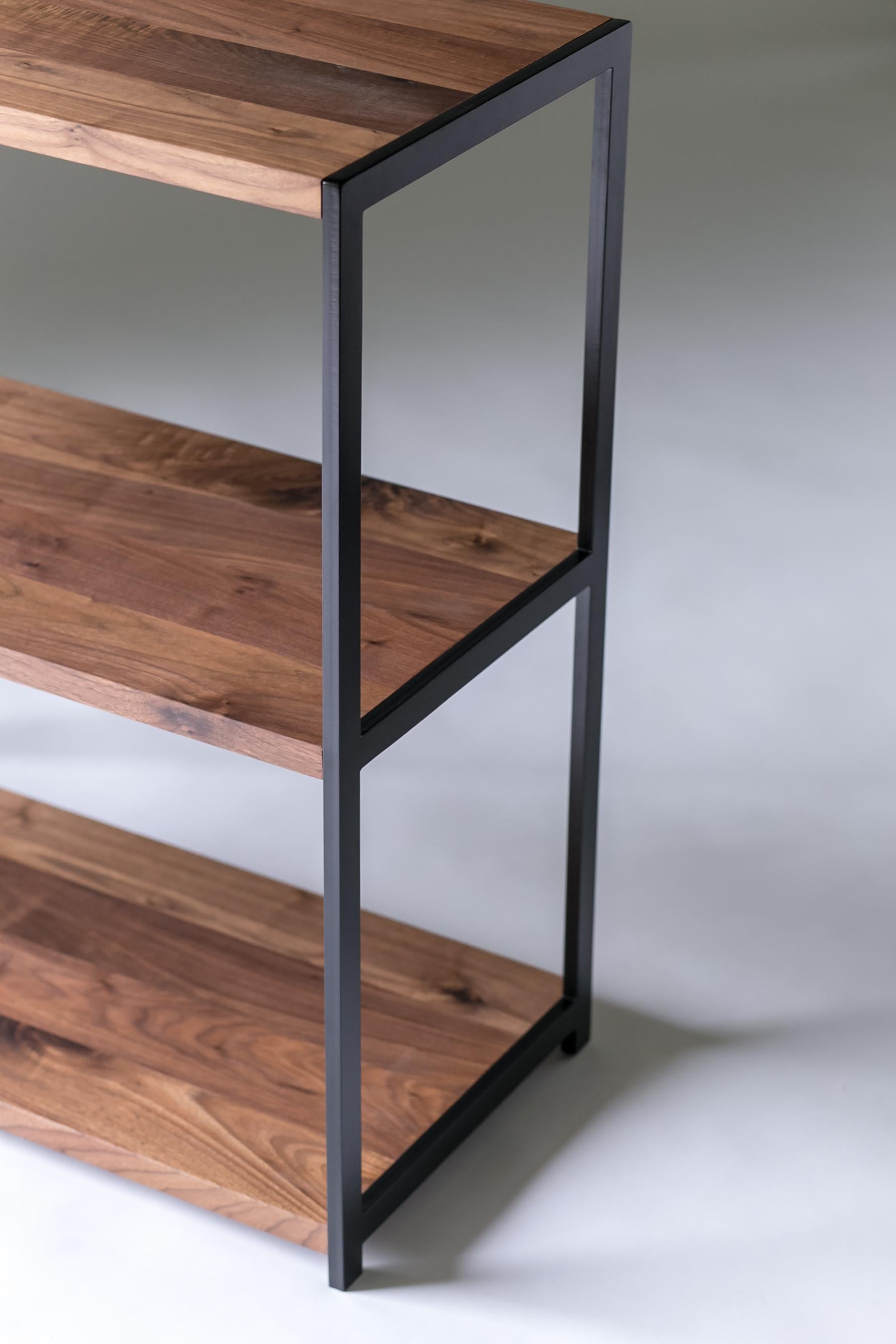 Powder-Coated The Index, Modern Walnut and Powder Coated Steel Bookshelf For Sale