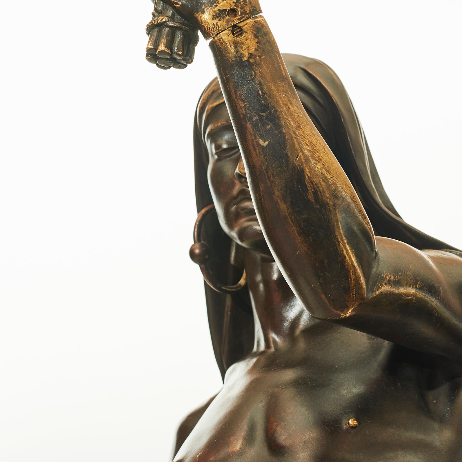 19th Century ‘The Indian Slave’ Bronze Lamp by François-Christophe Armand Toussaint