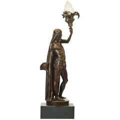 Antique ‘The Indian Slave’ Bronze Lamp by François-Christophe Armand Toussaint