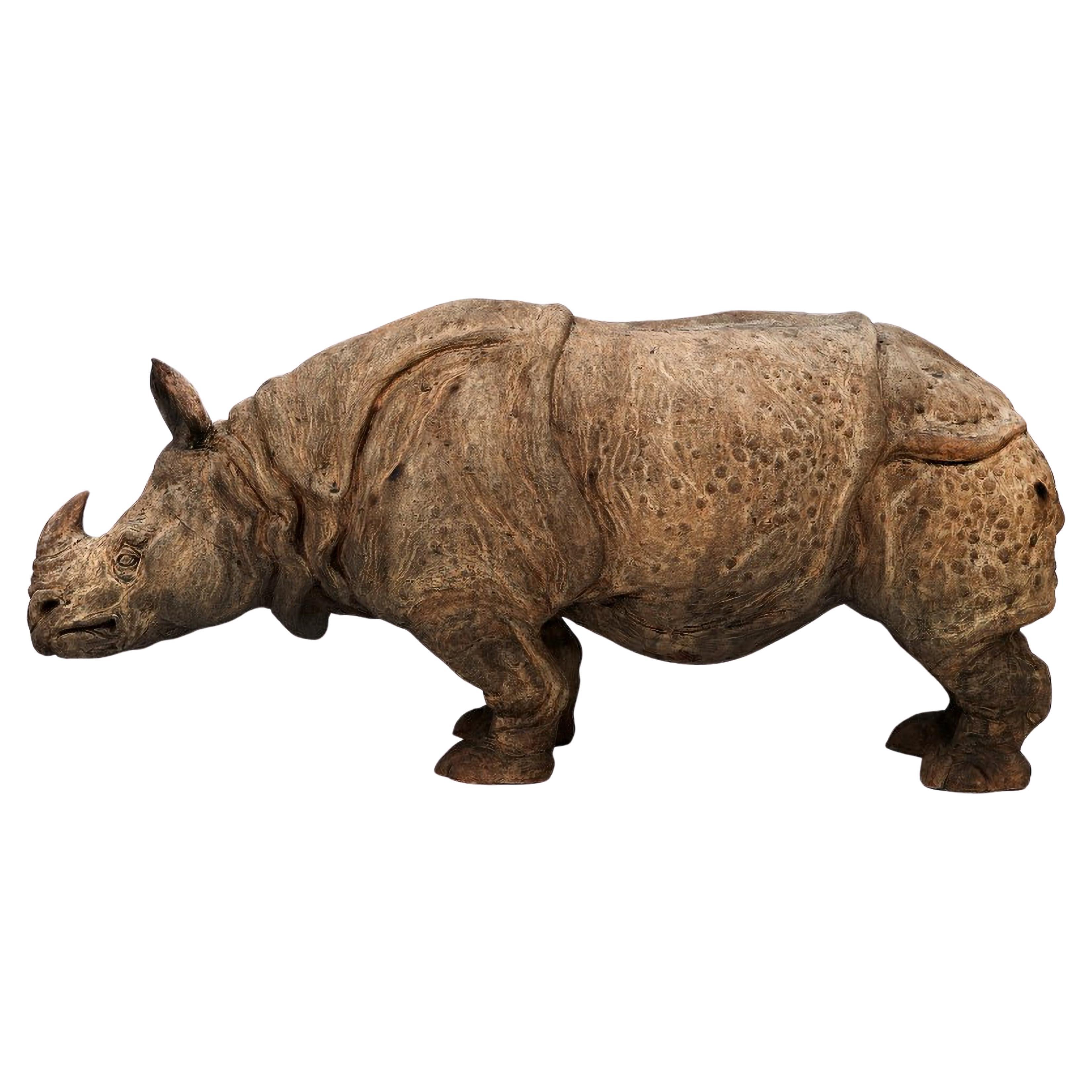 The INDIAN TUSCANY TERRACOTTA RHINO FROM ASSAM 20th Century en vente