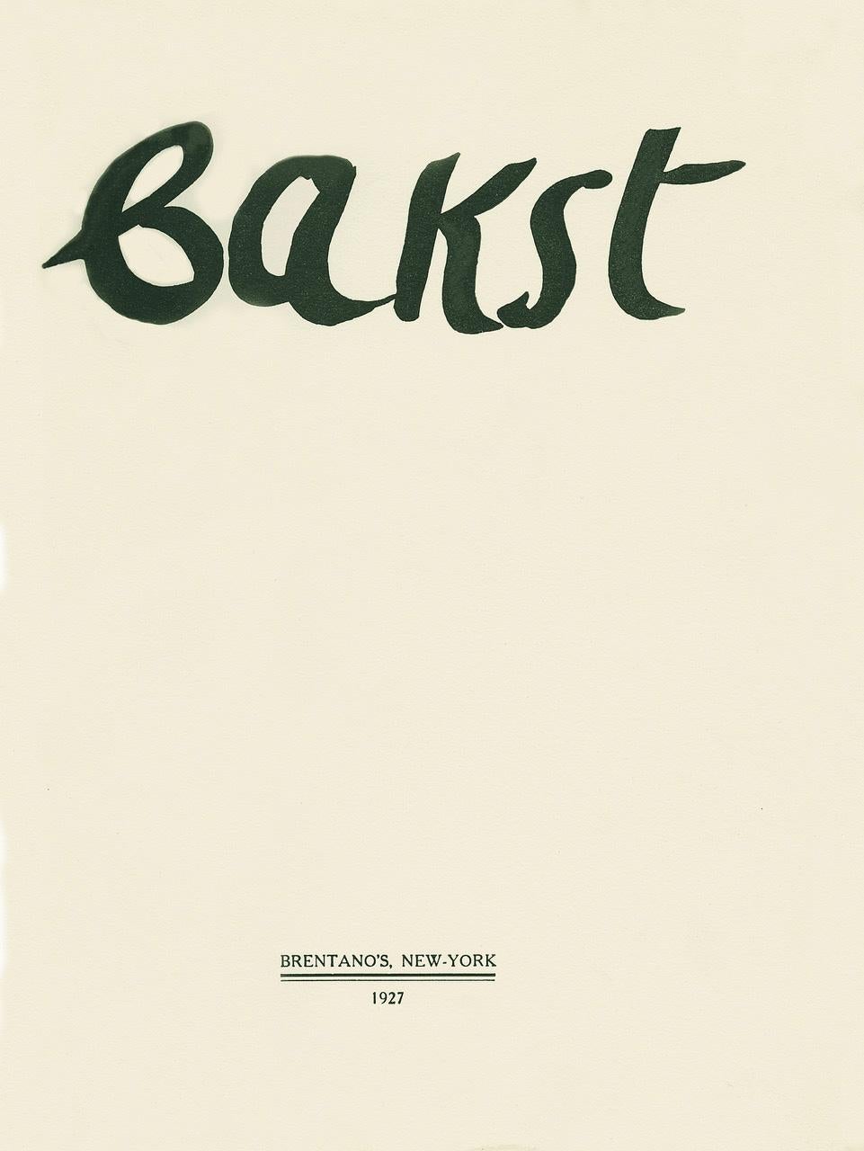 LEON BAKST, Inedited Works of Bakst; Essays on Bakst by Louis Reau, Denis Roche, V. Svietlov and A. Tessier. 
New York: Brentano's, 1927. 
FIRST, LIMITED EDITION
Folio, 12 3/8 x 9 3/4 inches (315 x 248 mm); pp. 127, [2]; THIS IS NO. 59 of 600