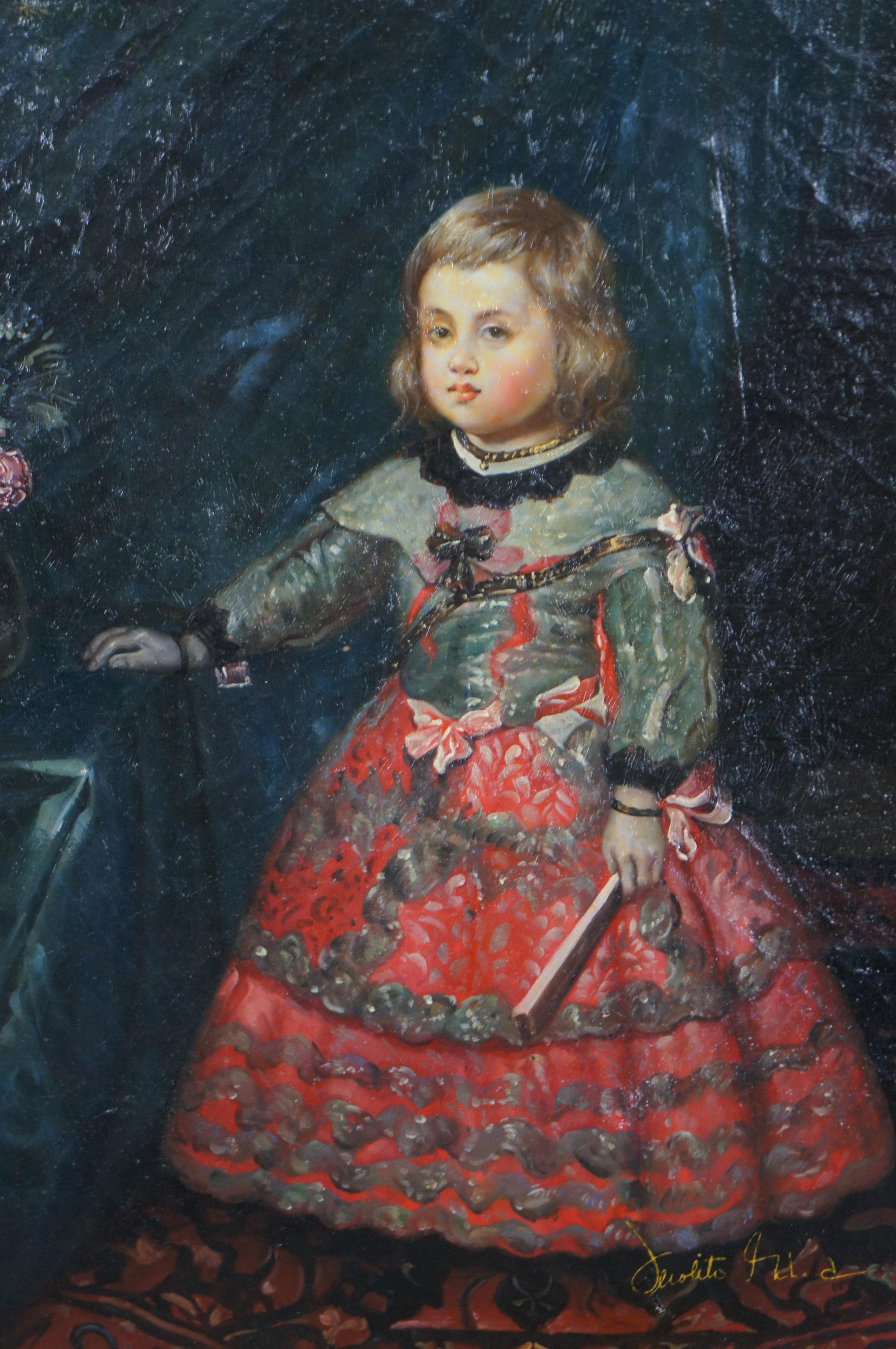 The Infant Margarita Teresa After Diego Velazquez Portrait Painting Framed 32