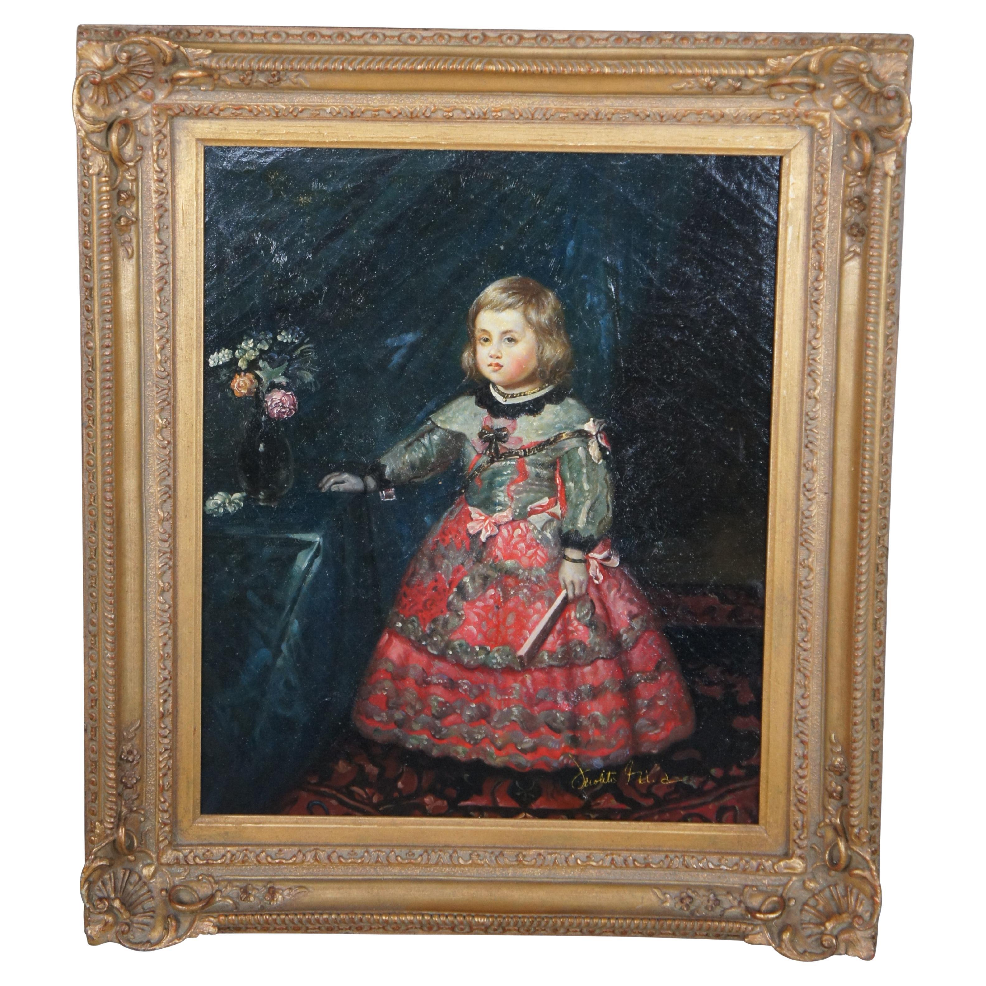 The Infant Margarita Teresa nach Diego Velazquez, Porträtgemälde, gerahmt 32"