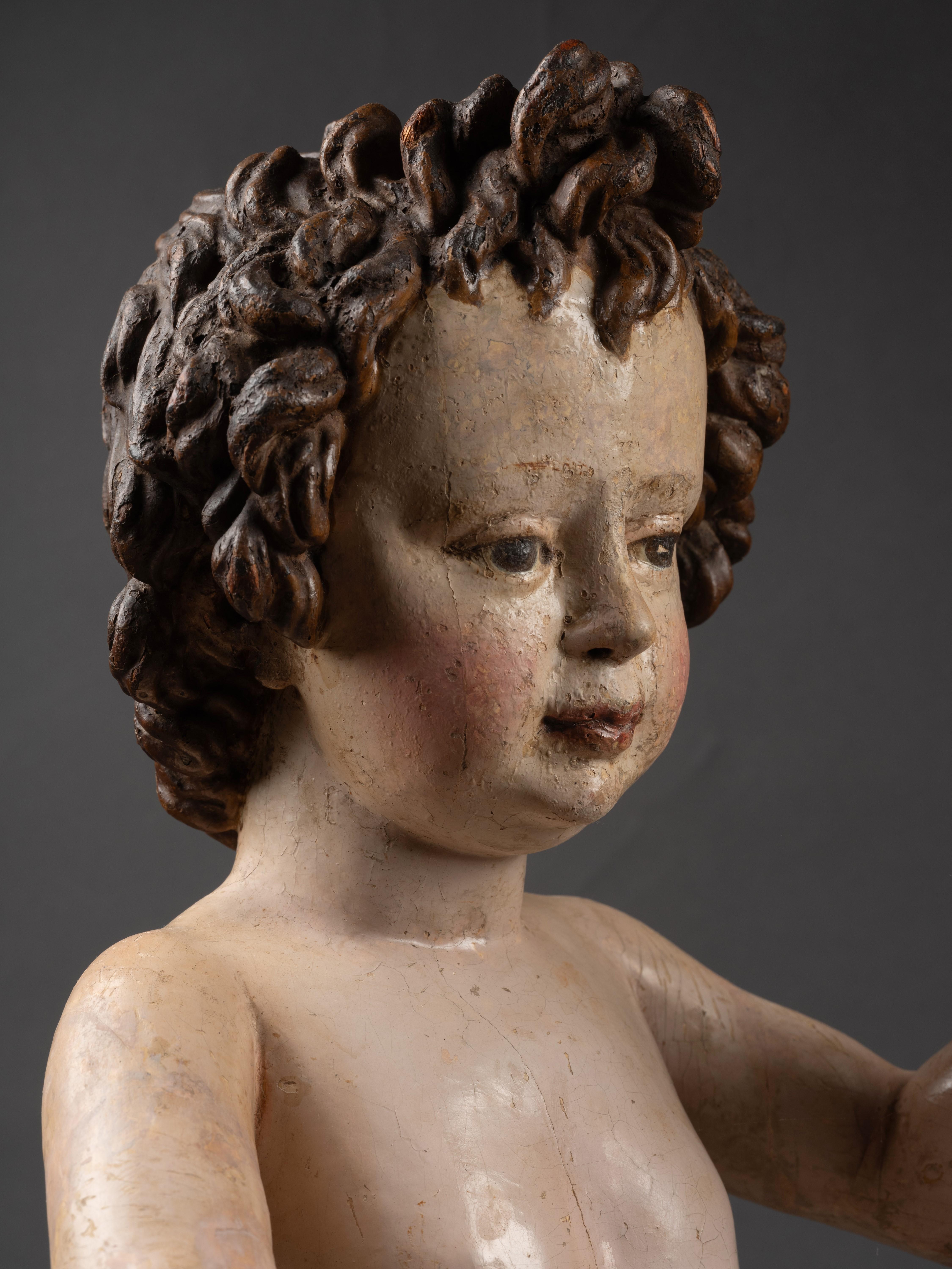 Hand-Carved The Infant St John the Baptist, a 17th Century Sevillian school Spanish Baroque For Sale
