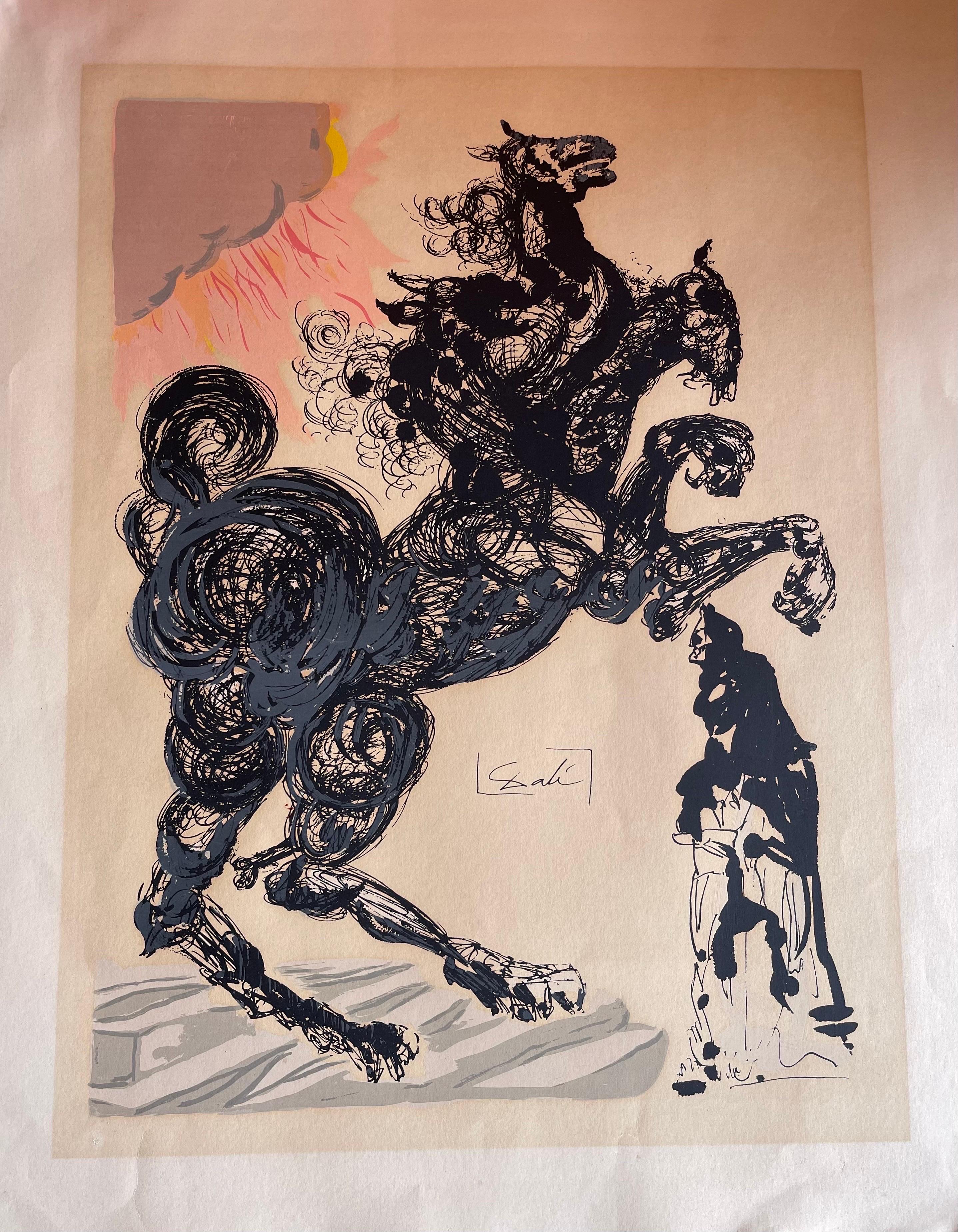 Espagnol Impression de l'Enfer : Canto 6 « Cerbère » de la Divine Comédie de Salvador Dali en vente