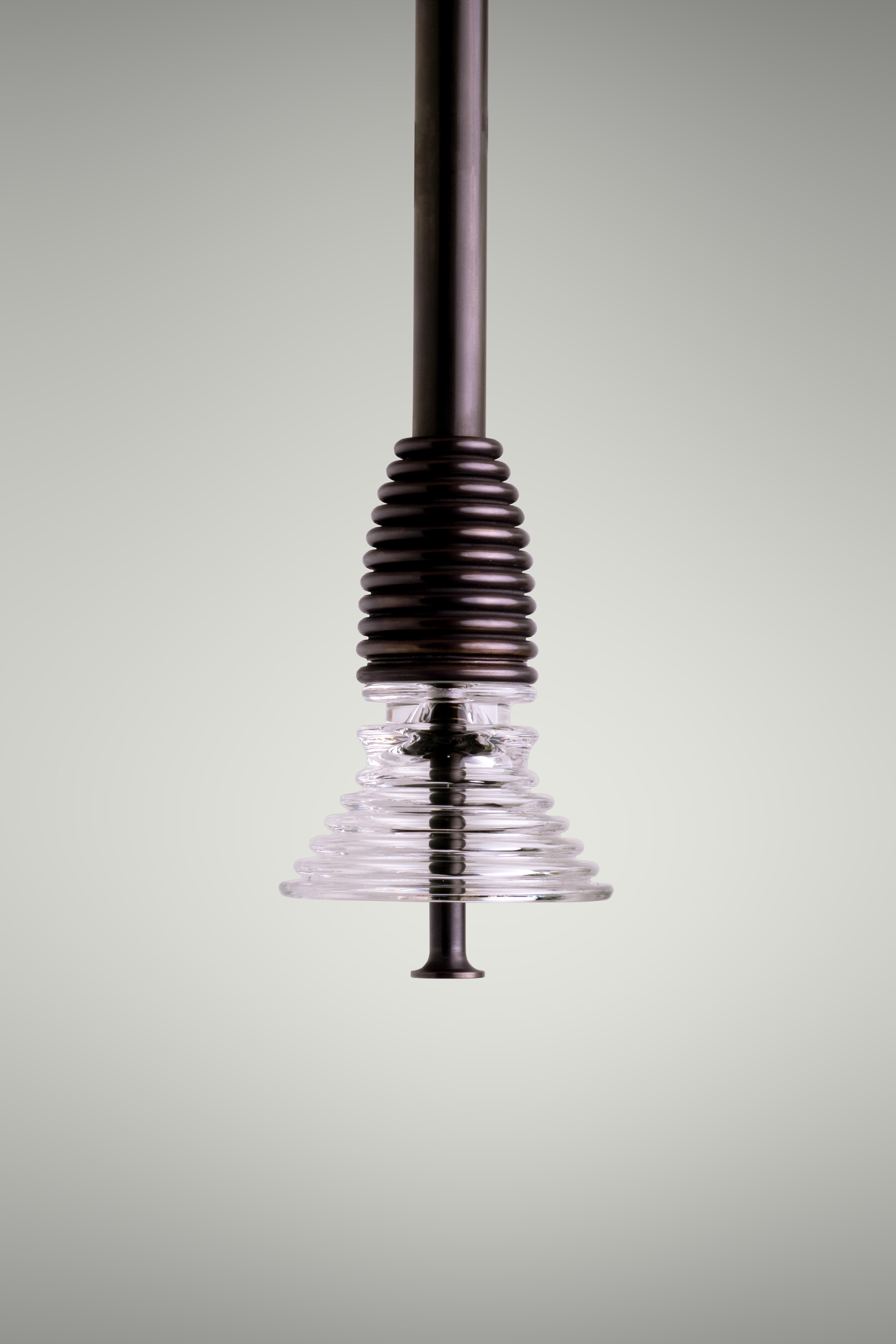 The Insulator 'A' Pendant in dark brass and frosted glass by NOVOCASTRIAN deco For Sale 7