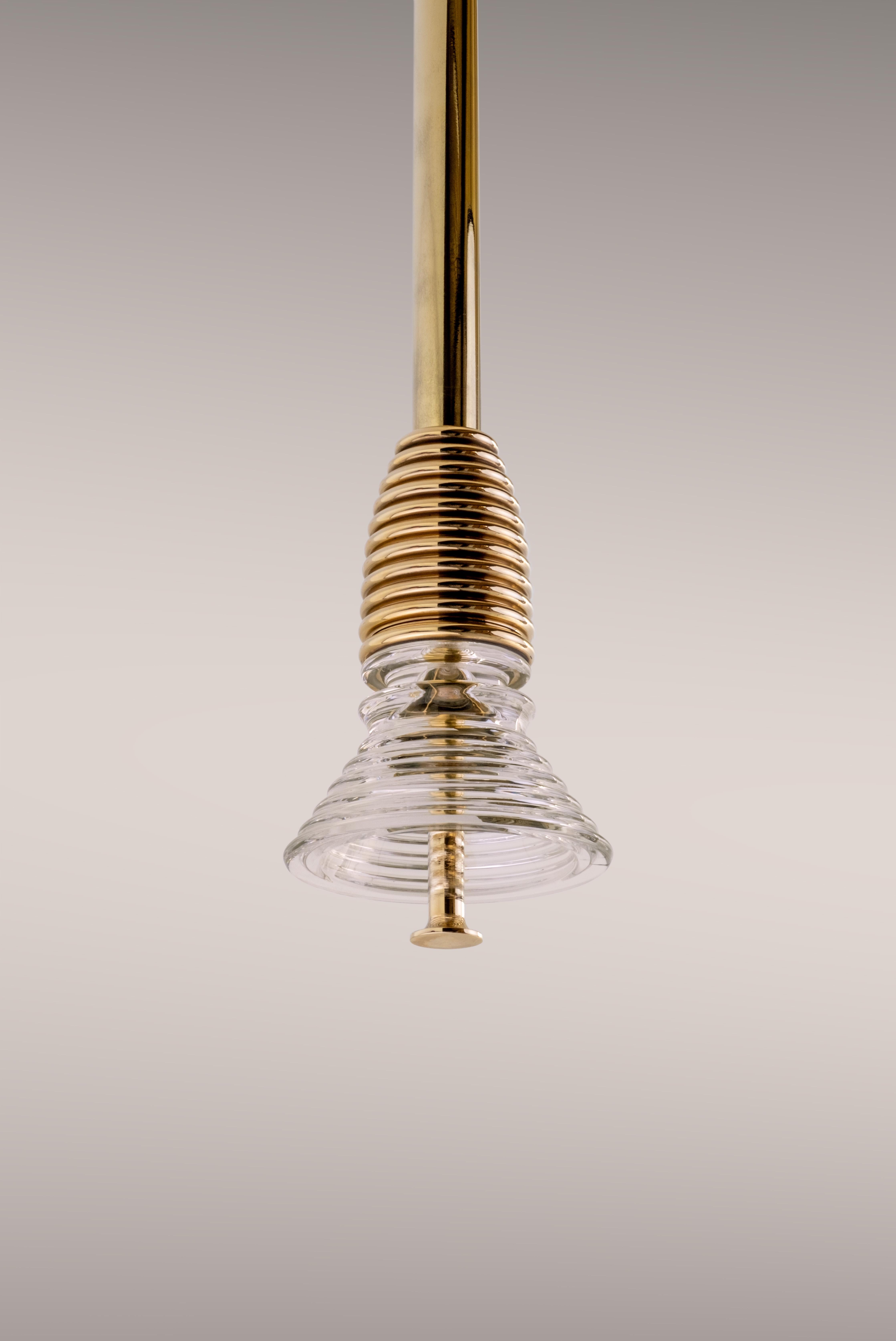 Modern The Insulator 'A' Pendant in dark brass and frosted glass by NOVOCASTRIAN deco For Sale