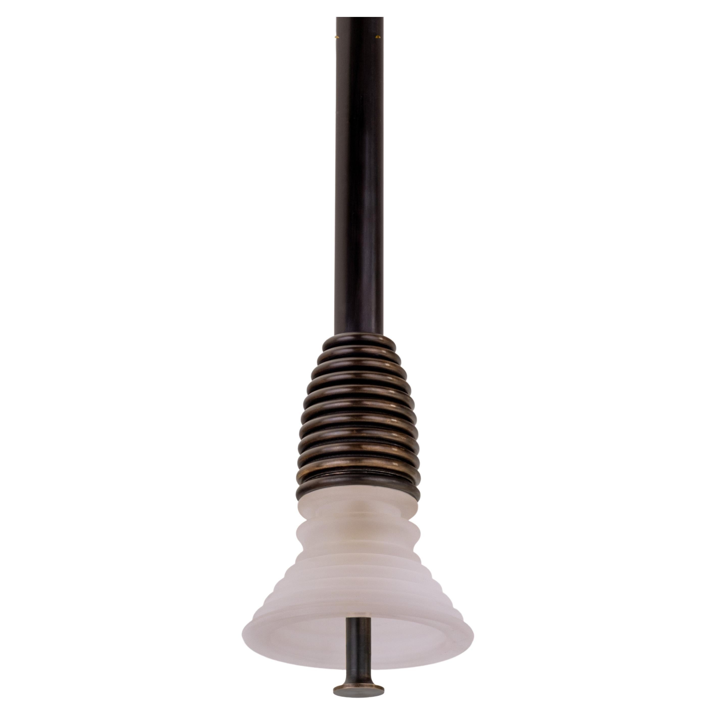 The Insulator 'A' Pendant in dark brass and frosted glass by NOVOCASTRIAN deco