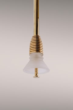 The Insulator 'A' Pendant Lamp in Polished Brass & Frosted Glass by NOVOCASTRIAN