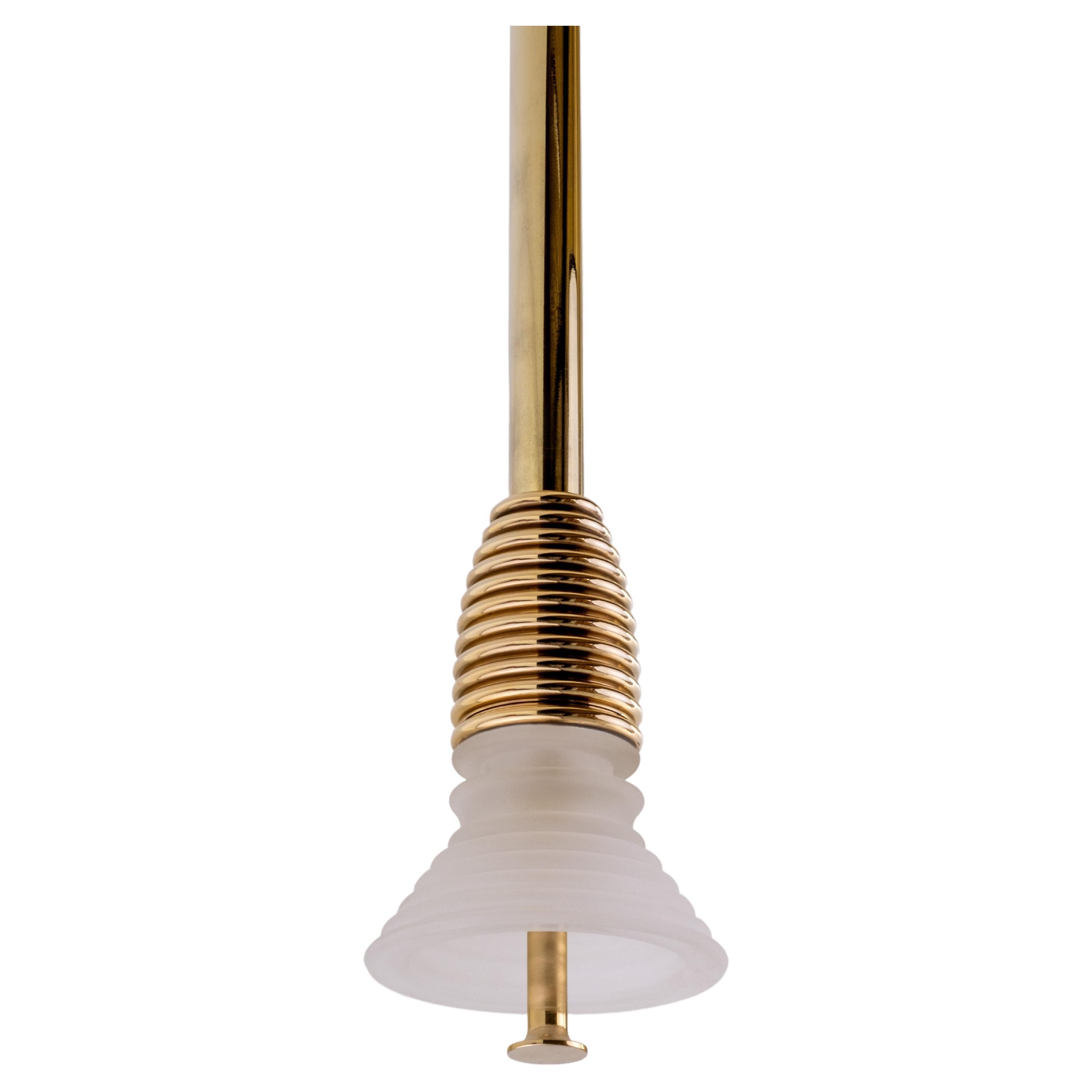 The Insulator 'A' Pendant in polished brass and frosted glass by NOVOCASTRIAN For Sale