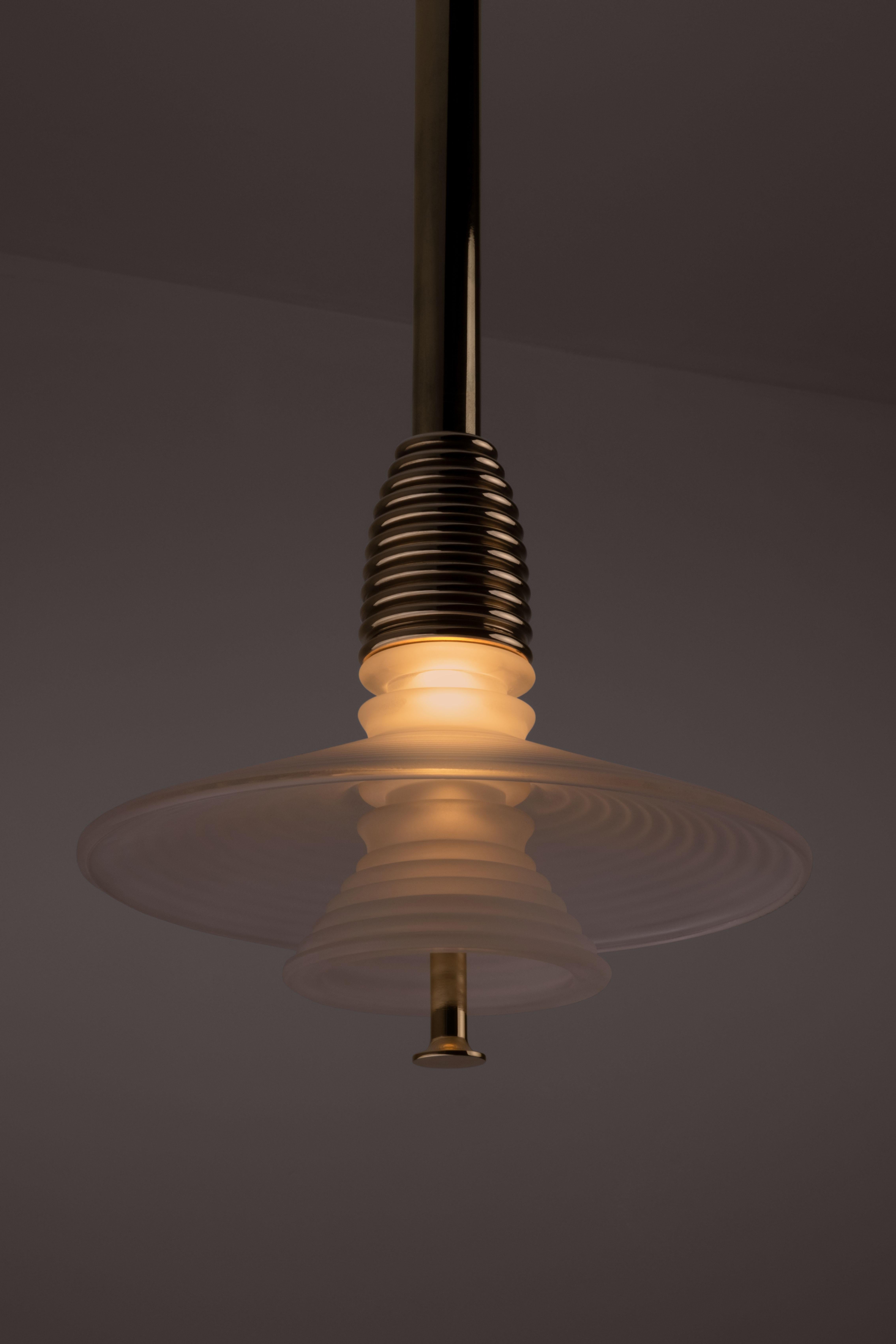 The Insulator 'AB' Pendant in dark brass and clear glass by NOVOCASTRIAN deco For Sale 10