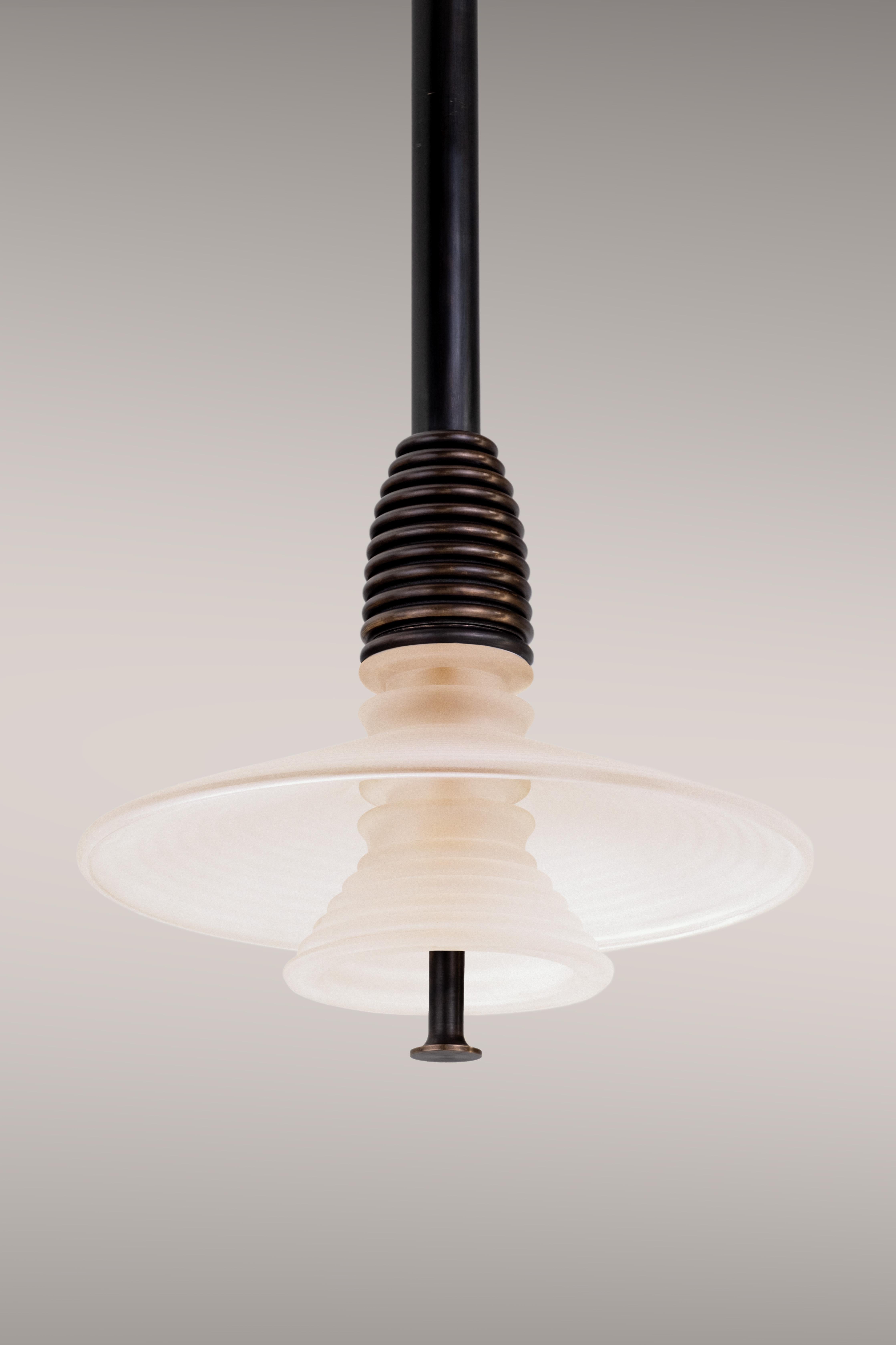 British The Insulator 'AB' Pendant in dark brass and clear glass by NOVOCASTRIAN deco For Sale