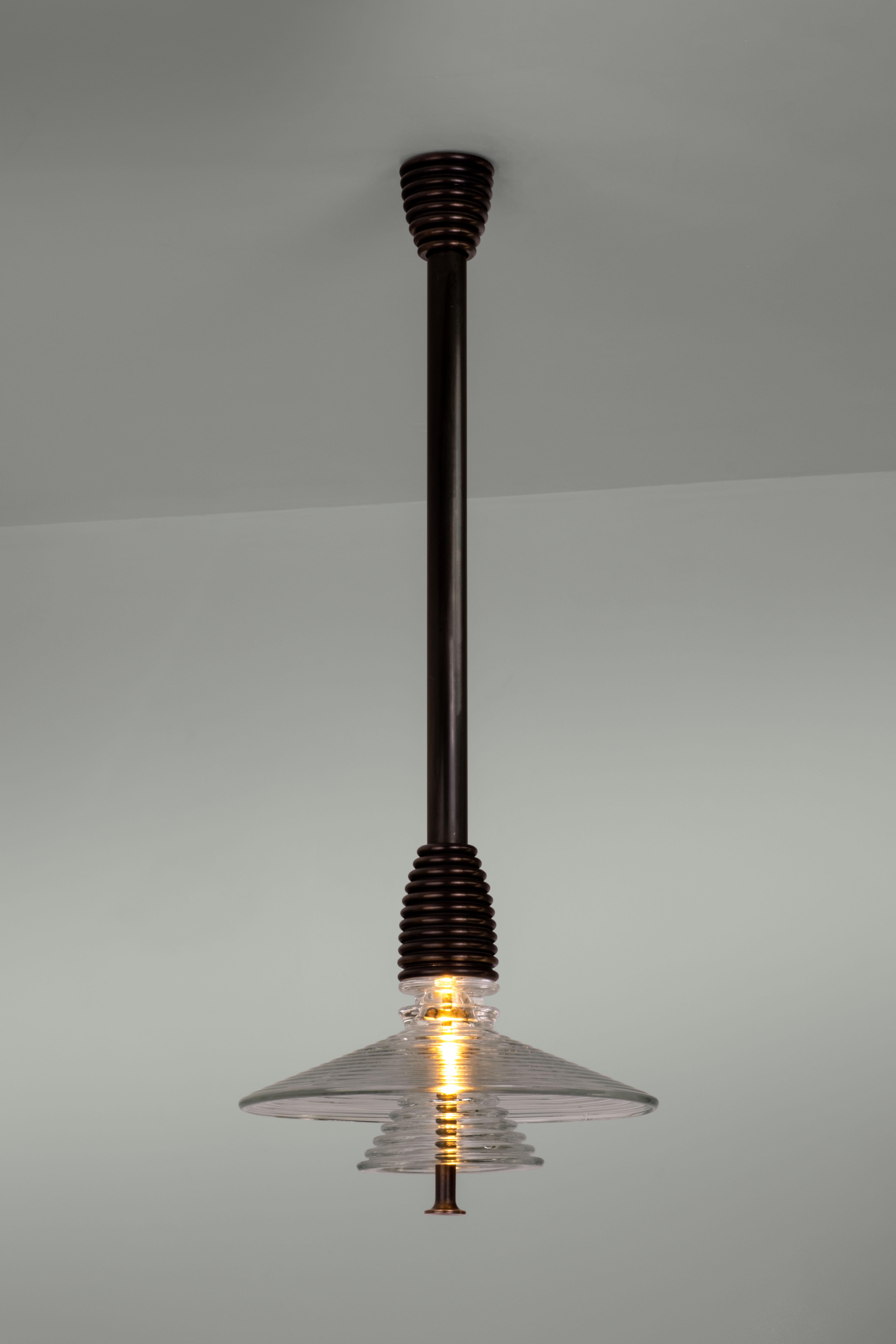 Contemporary The Insulator 'AB' Pendant in dark brass and clear glass by NOVOCASTRIAN deco For Sale