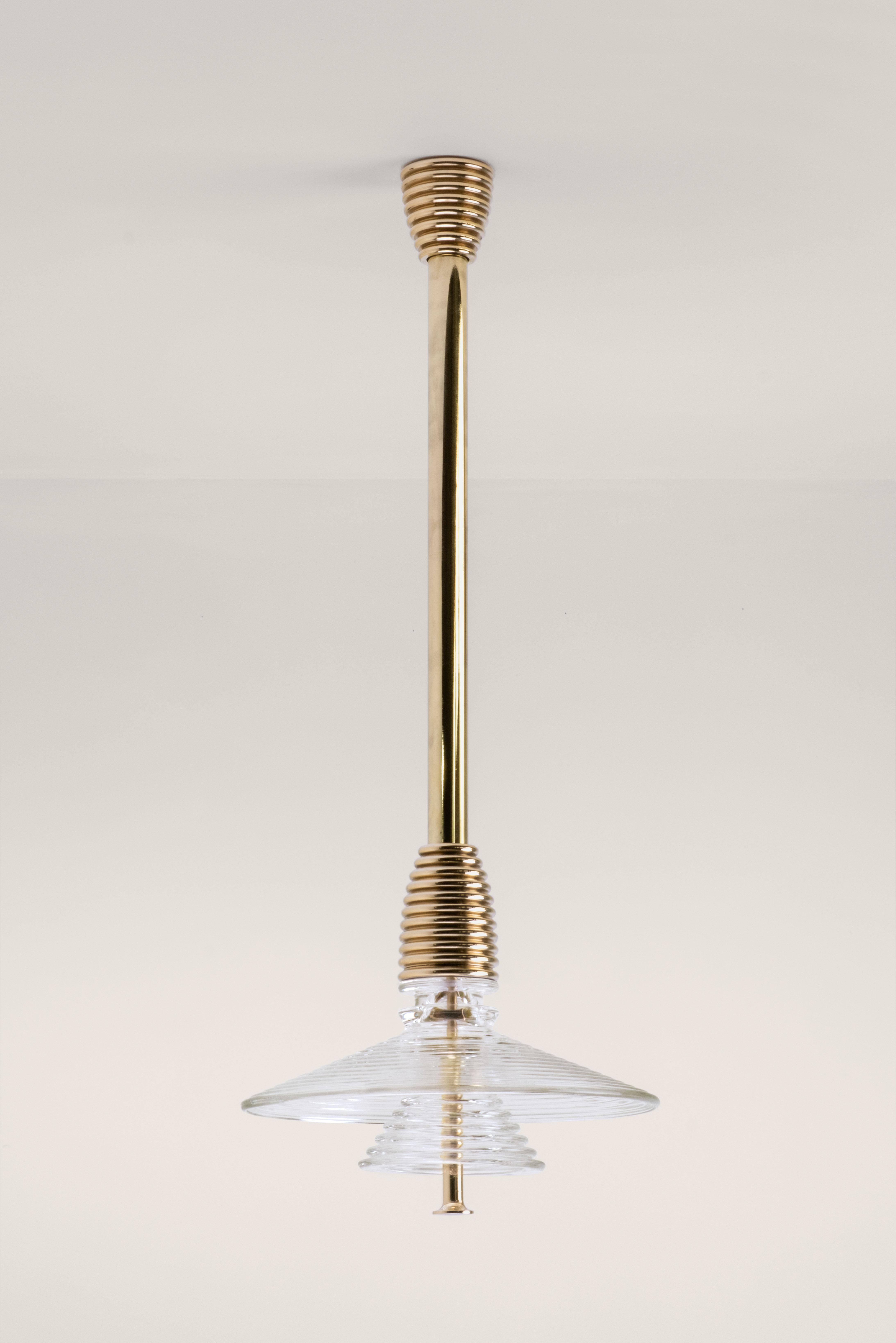 Brass The Insulator 'AB' Pendant in dark brass and clear glass by NOVOCASTRIAN deco For Sale
