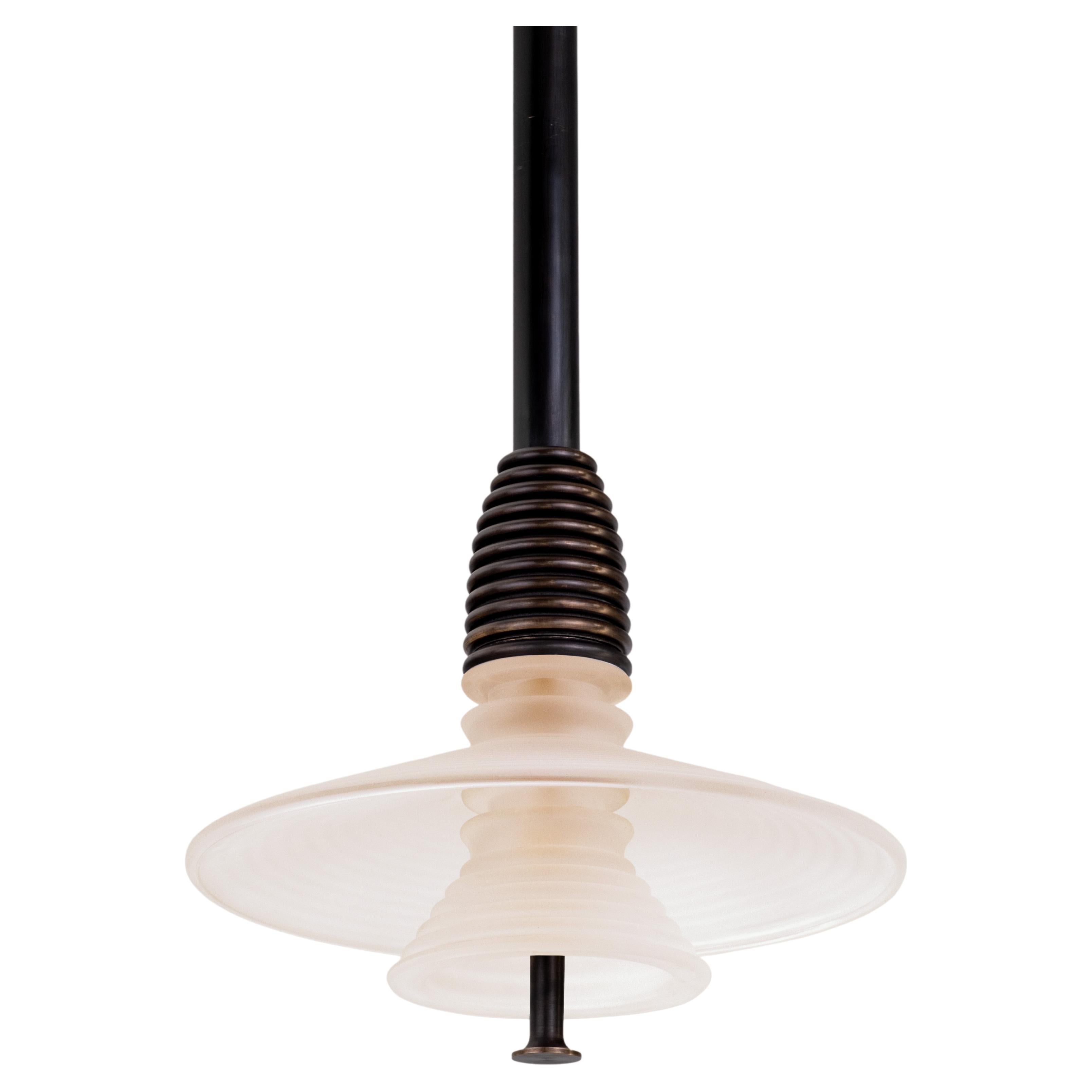 The Insulator 'AB' Pendant in dark brass and frosted glass by NOVOCASTRIAN deco For Sale