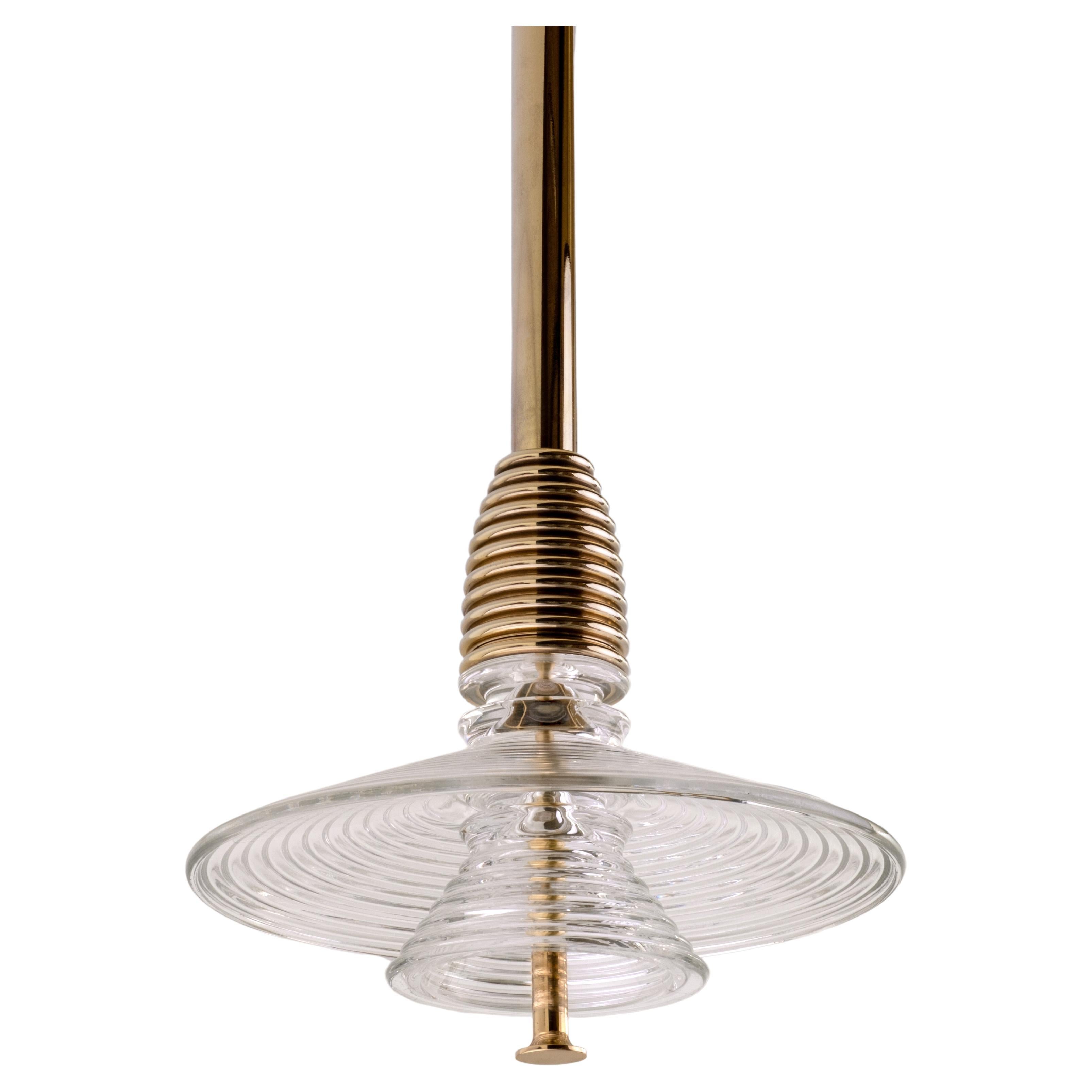 The Insulator 'AB' Pendant in polished brass and clear glass by NOVOCASTRIAN For Sale