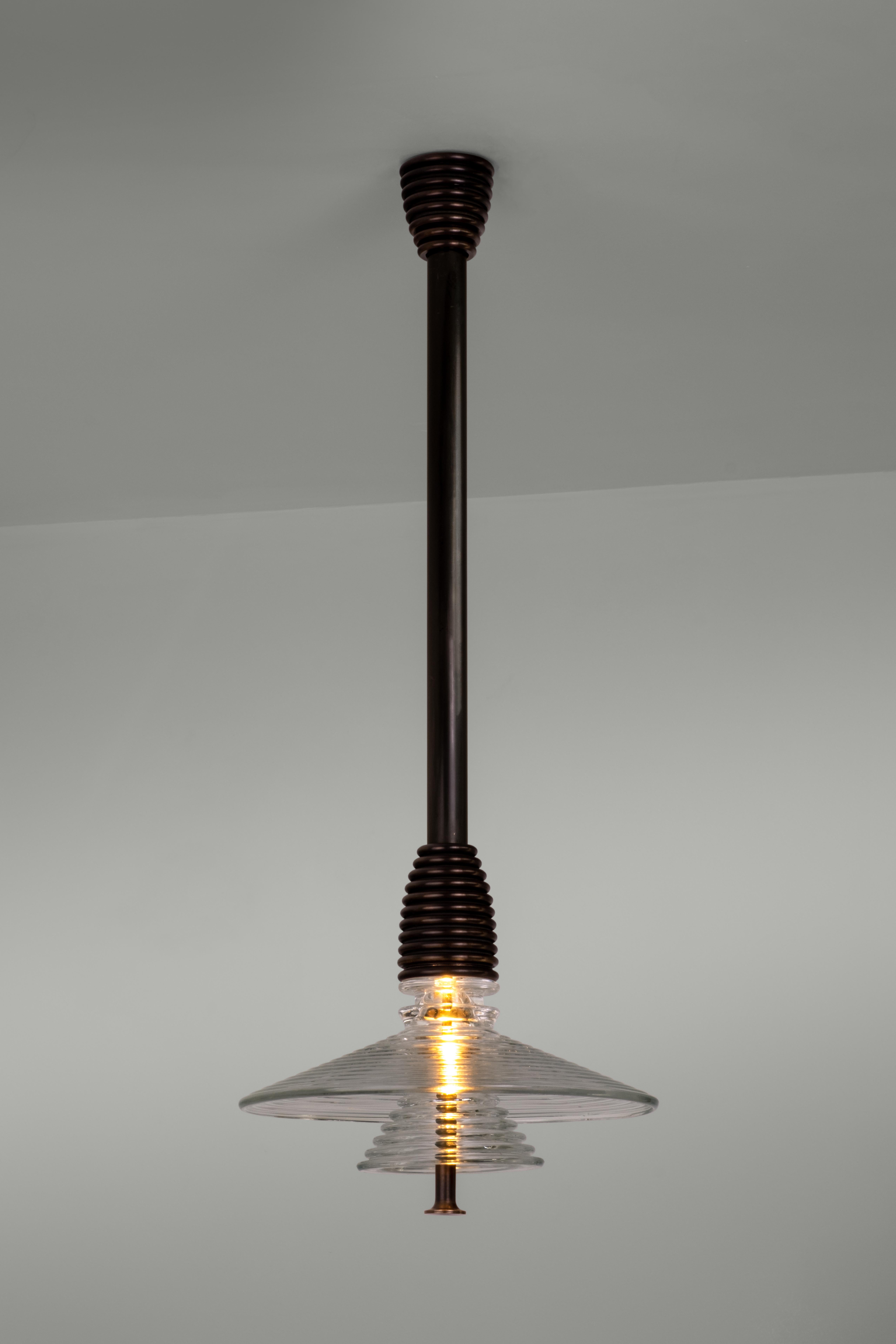 The Insulator 'AB' Pendant in polished brass and frosted glass by NOVOCASTRIAN For Sale 3