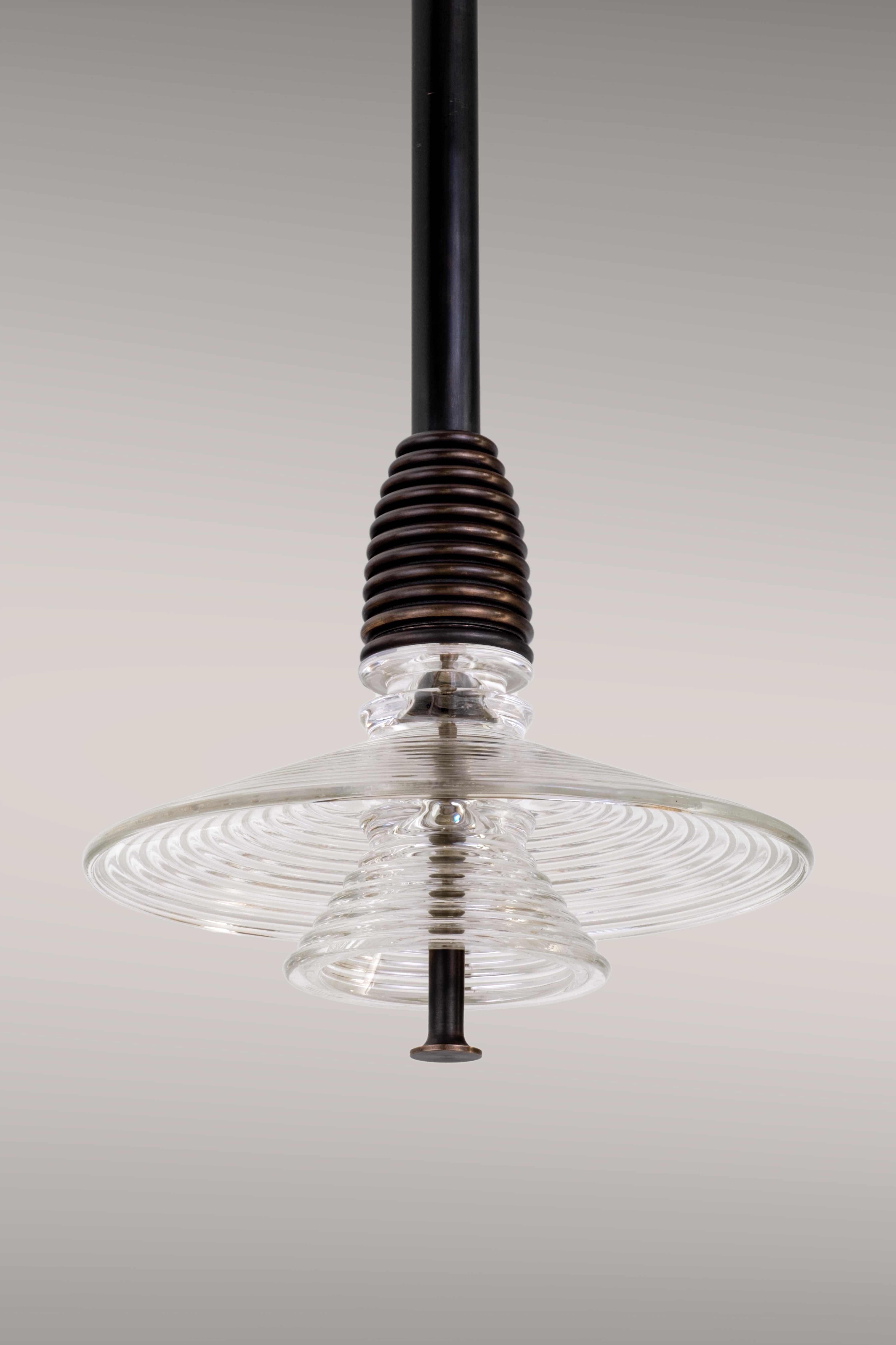 British The Insulator 'AB' Pendant in polished brass and frosted glass by NOVOCASTRIAN For Sale