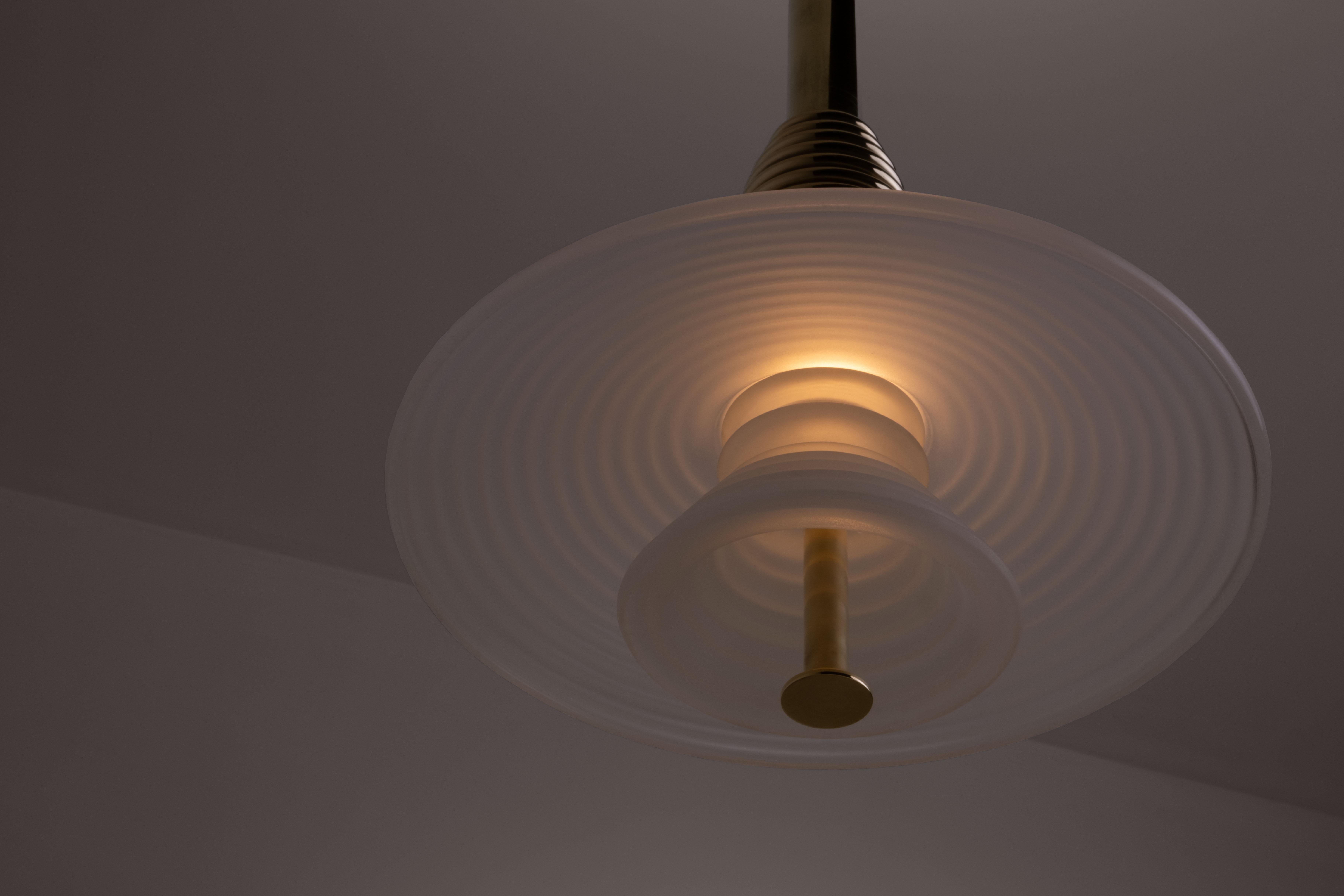 The Insulator 'AB' Pendant in polished brass and frosted glass by NOVOCASTRIAN For Sale 1